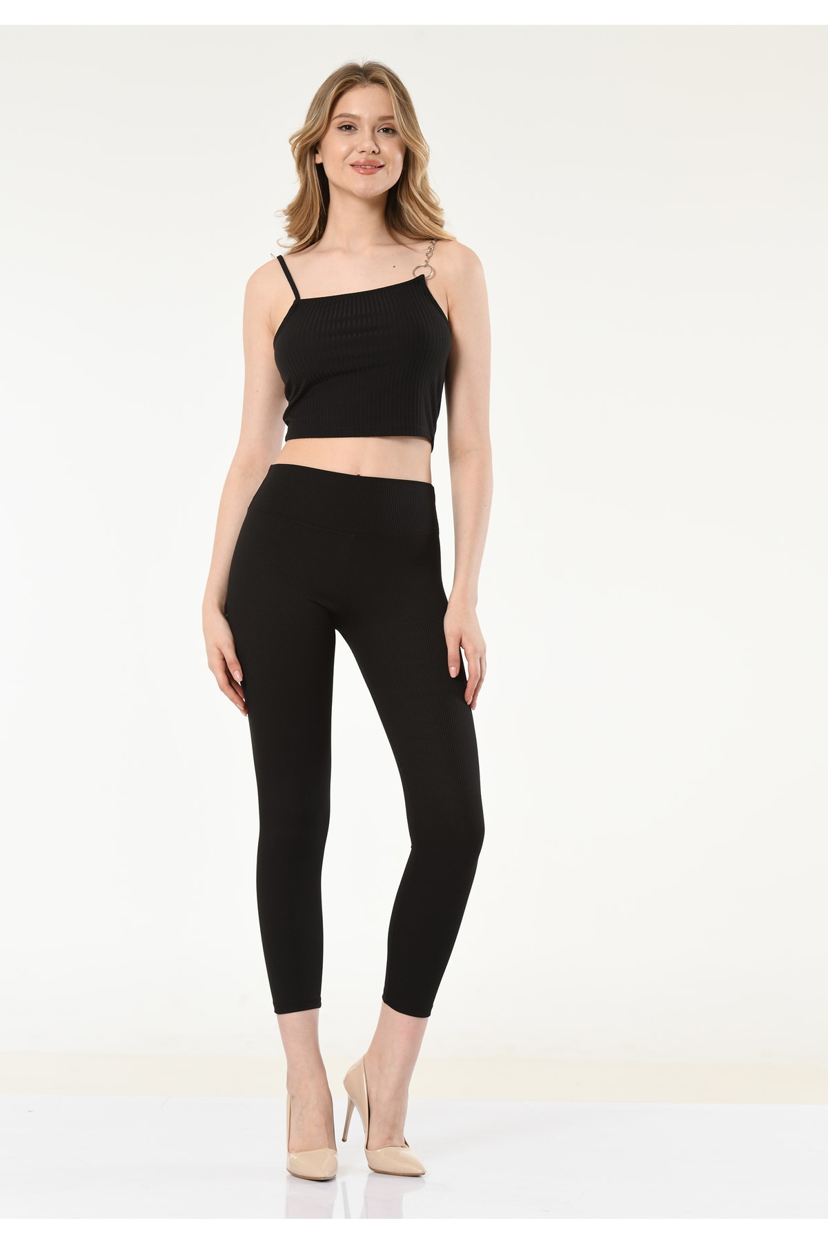 Kadın Bordo Yüksek Bel Fitilli Tayt