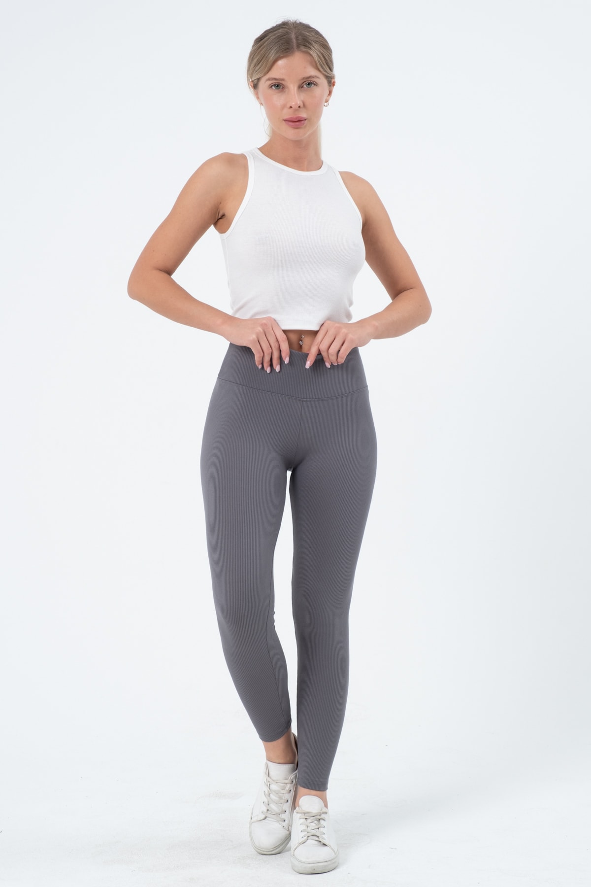 Kadın Bordo Yüksek Bel Fitilli Tayt