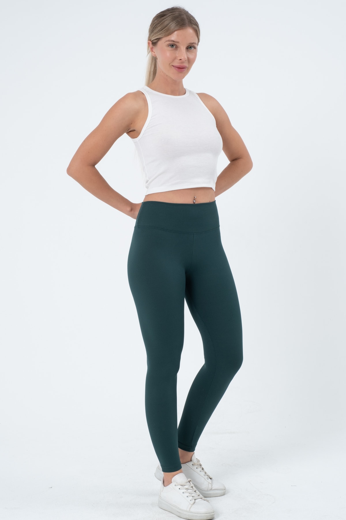 Kadın Bordo Yüksek Bel Fitilli Tayt