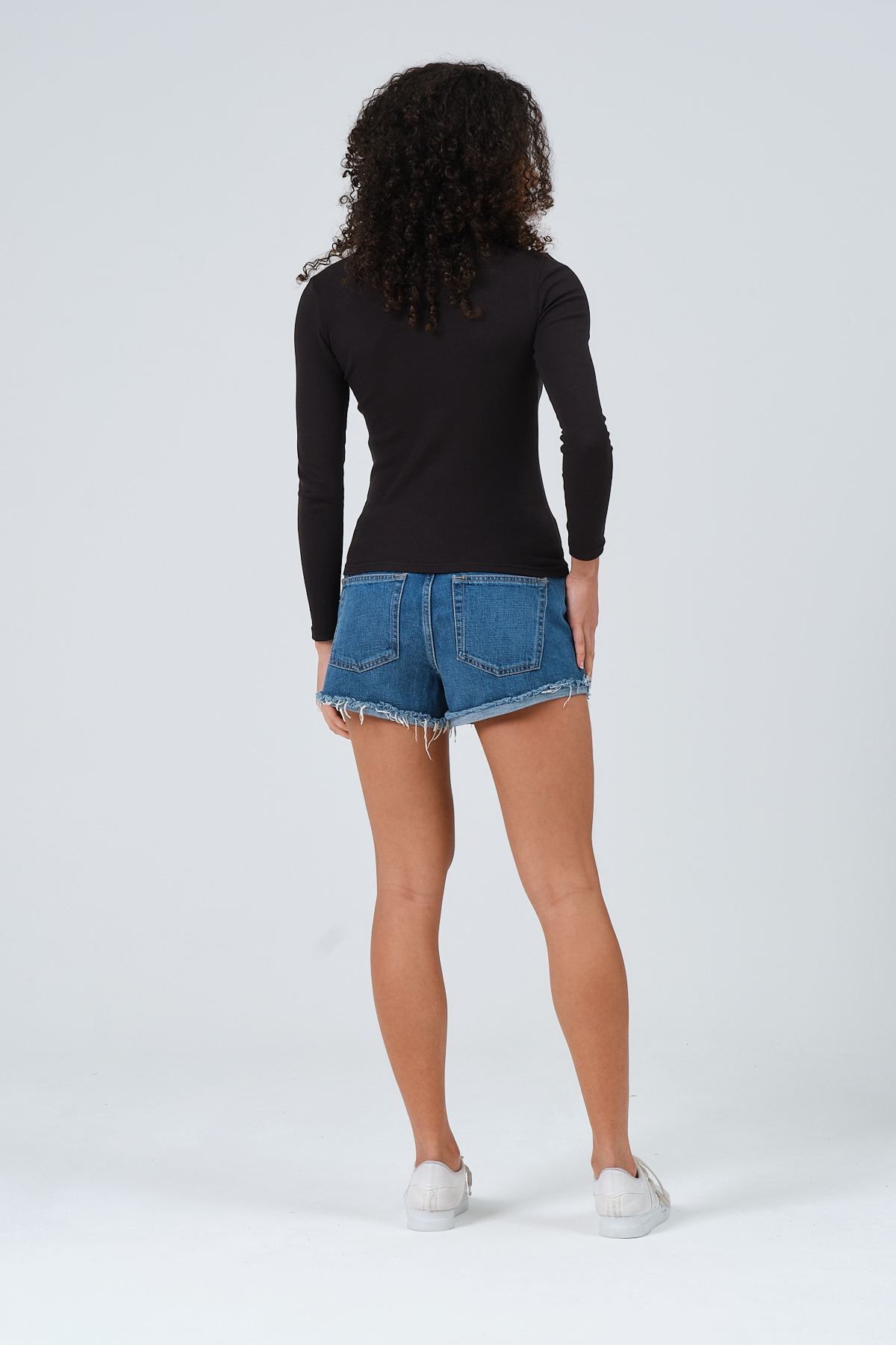 Kadın Gül Kurusu Tam Boy Uzun Kollu Bisiklet Yaka Fitilli T-shirt Bluz