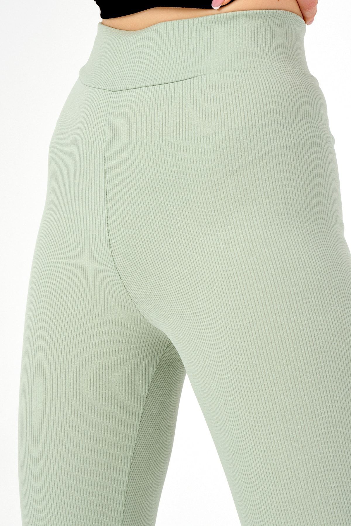 Kadın Siyah, Yüksek Bel, Fitilli, Toparlayıcı, Beli Lastikli Tayt