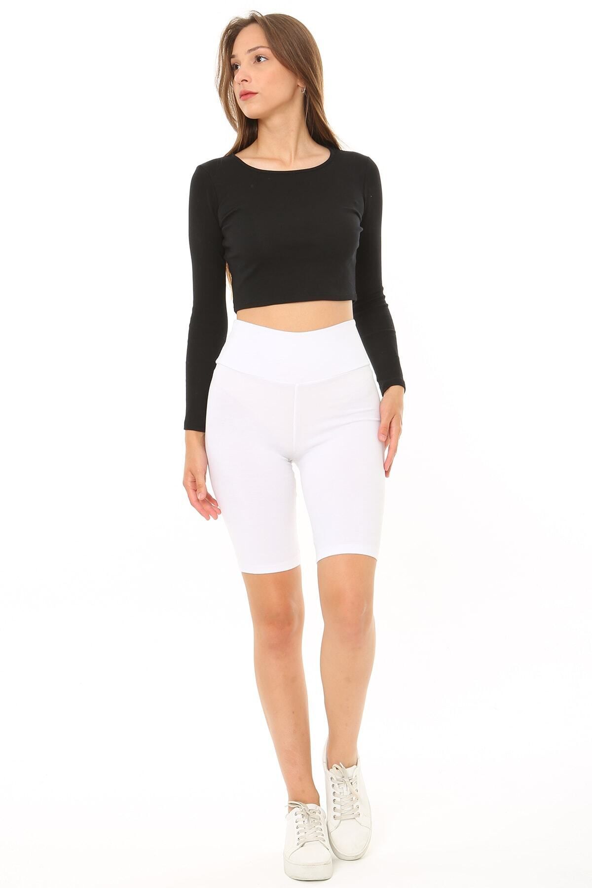 Kadın Uzun Kol Crop Kaşkorse Fitilli Kumaş % 95 Pamuk %5 Ea