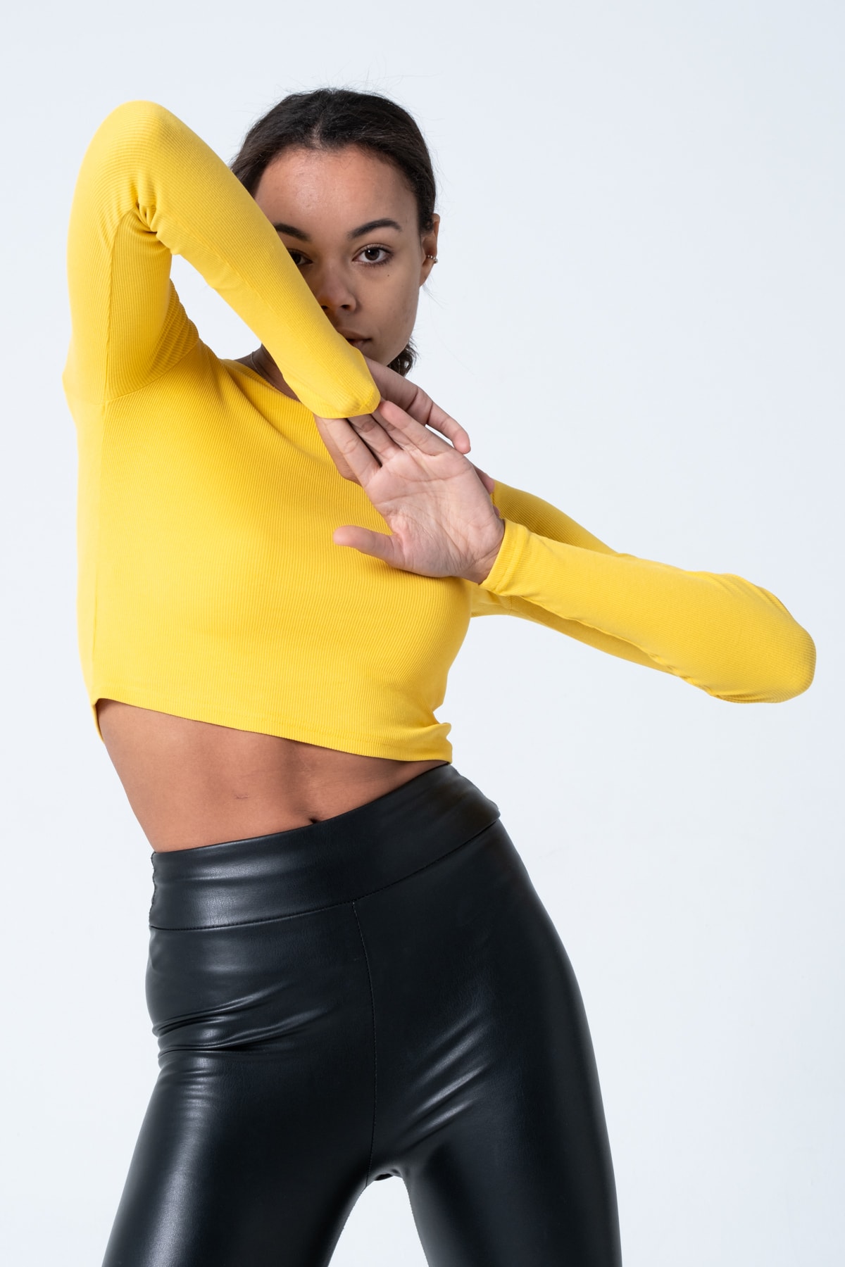 Kadın Mint Uzun Kollu Crop Sweatshirt