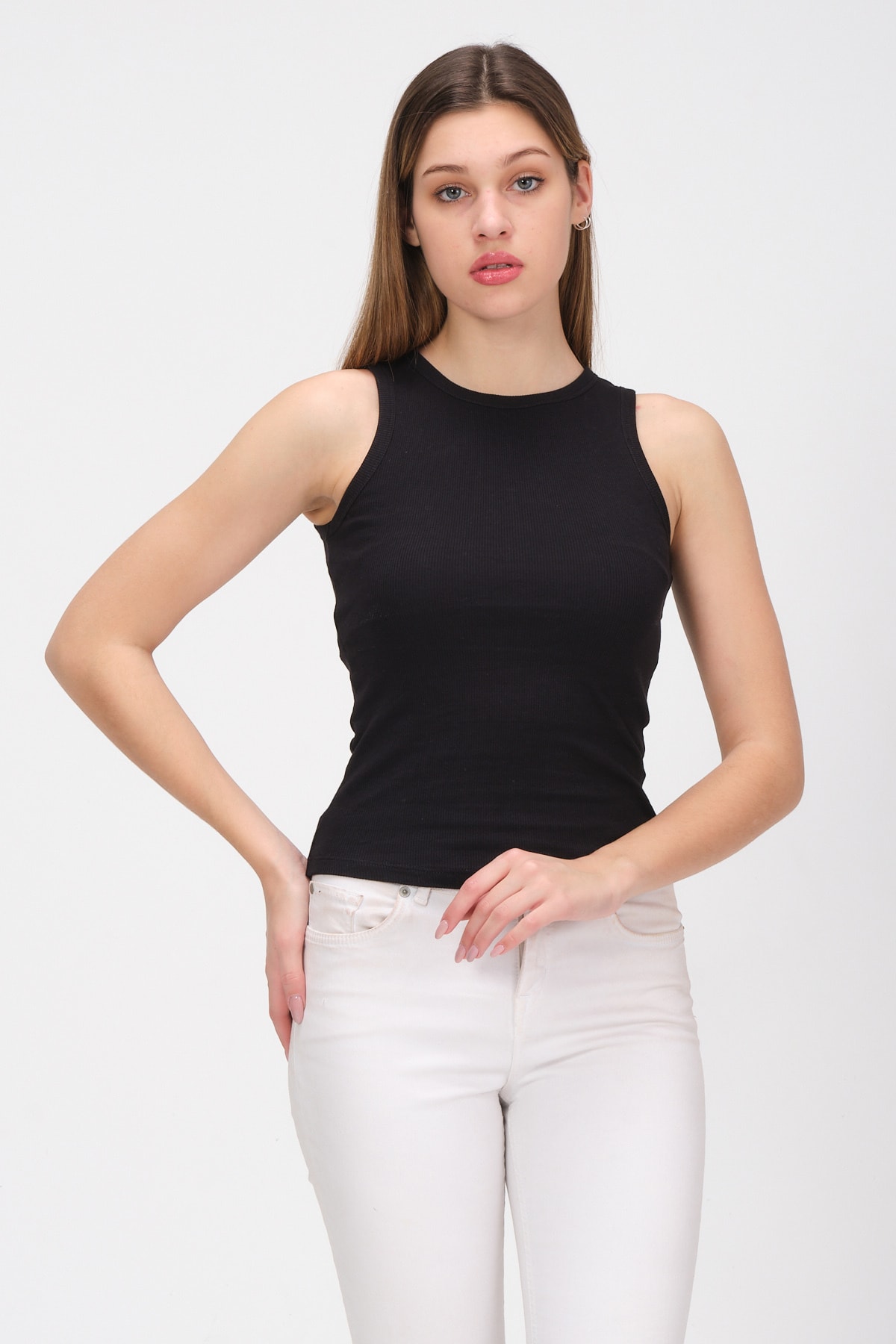 Kadın Siyah Kolsuz Bluz