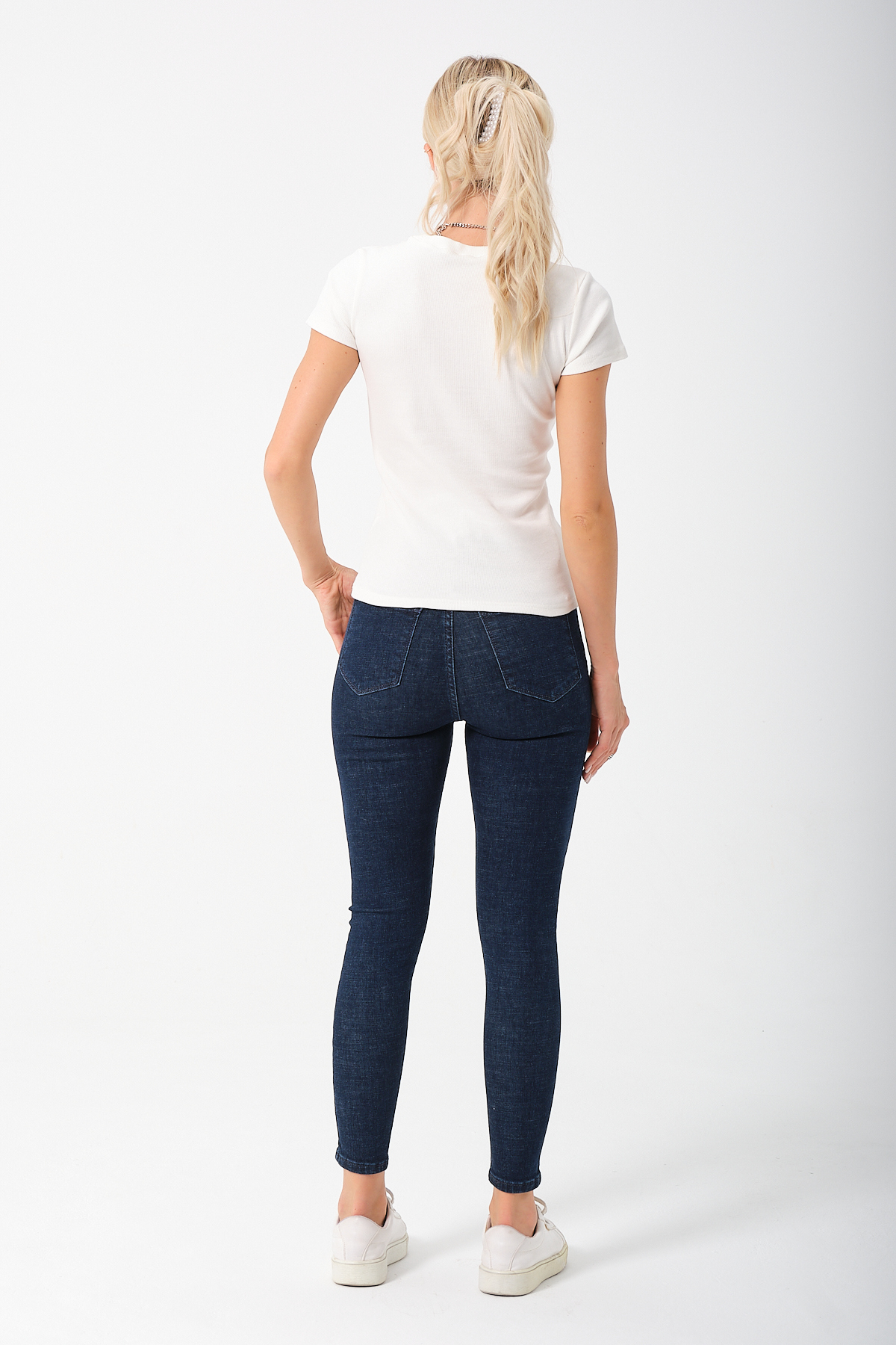 Kadın Siyah Kısa Kollu Tam Boy Basic Kaşkorse T-shirt