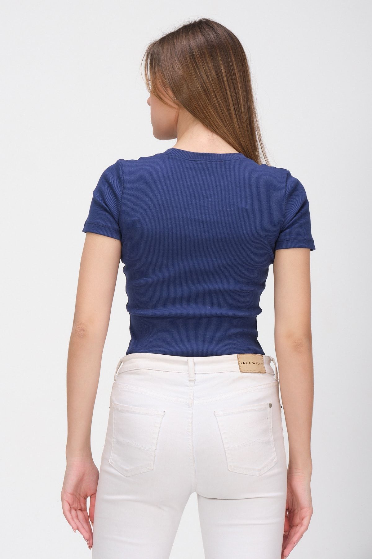 Kadın Siyah Kısa Kollu Tam Boy Basic Kaşkorse T-shirt