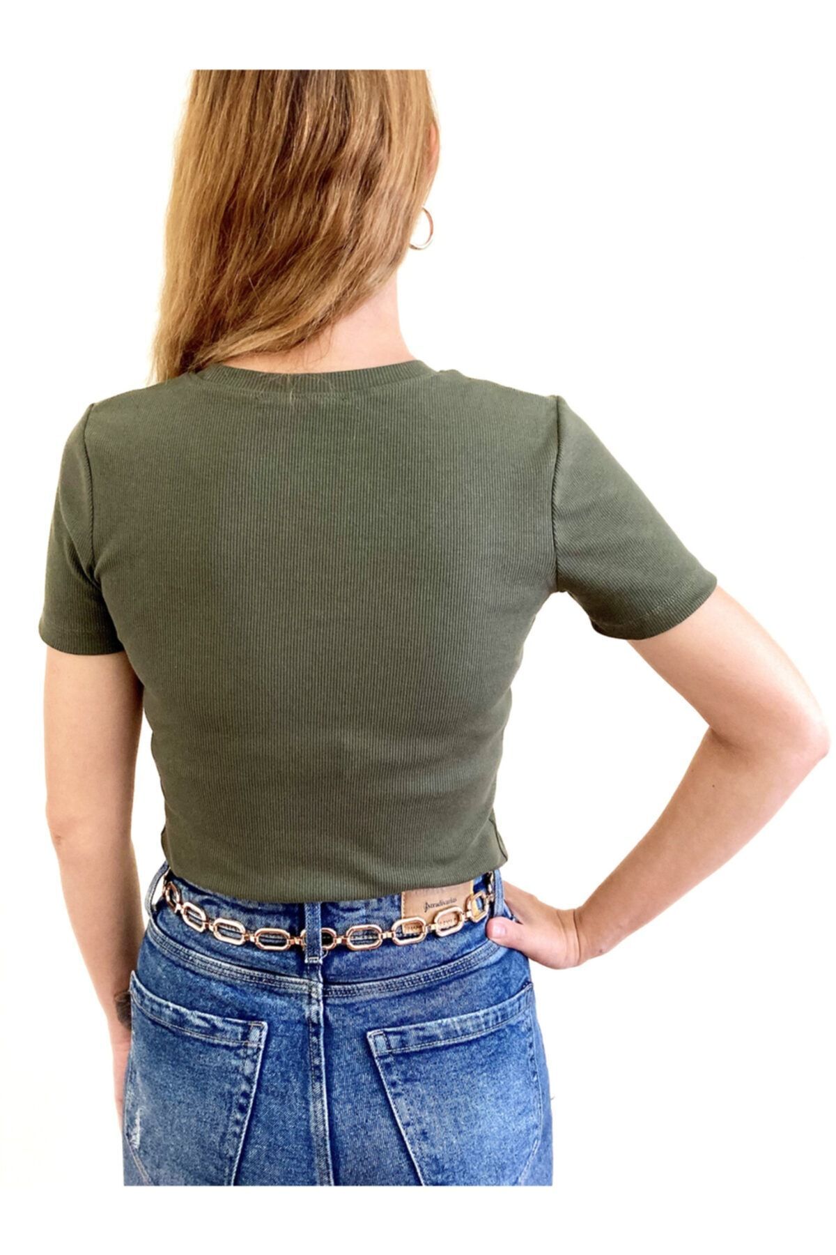 Kadın Siyah Kısa Kollu Tam Boy Basic Kaşkorse T-shirt