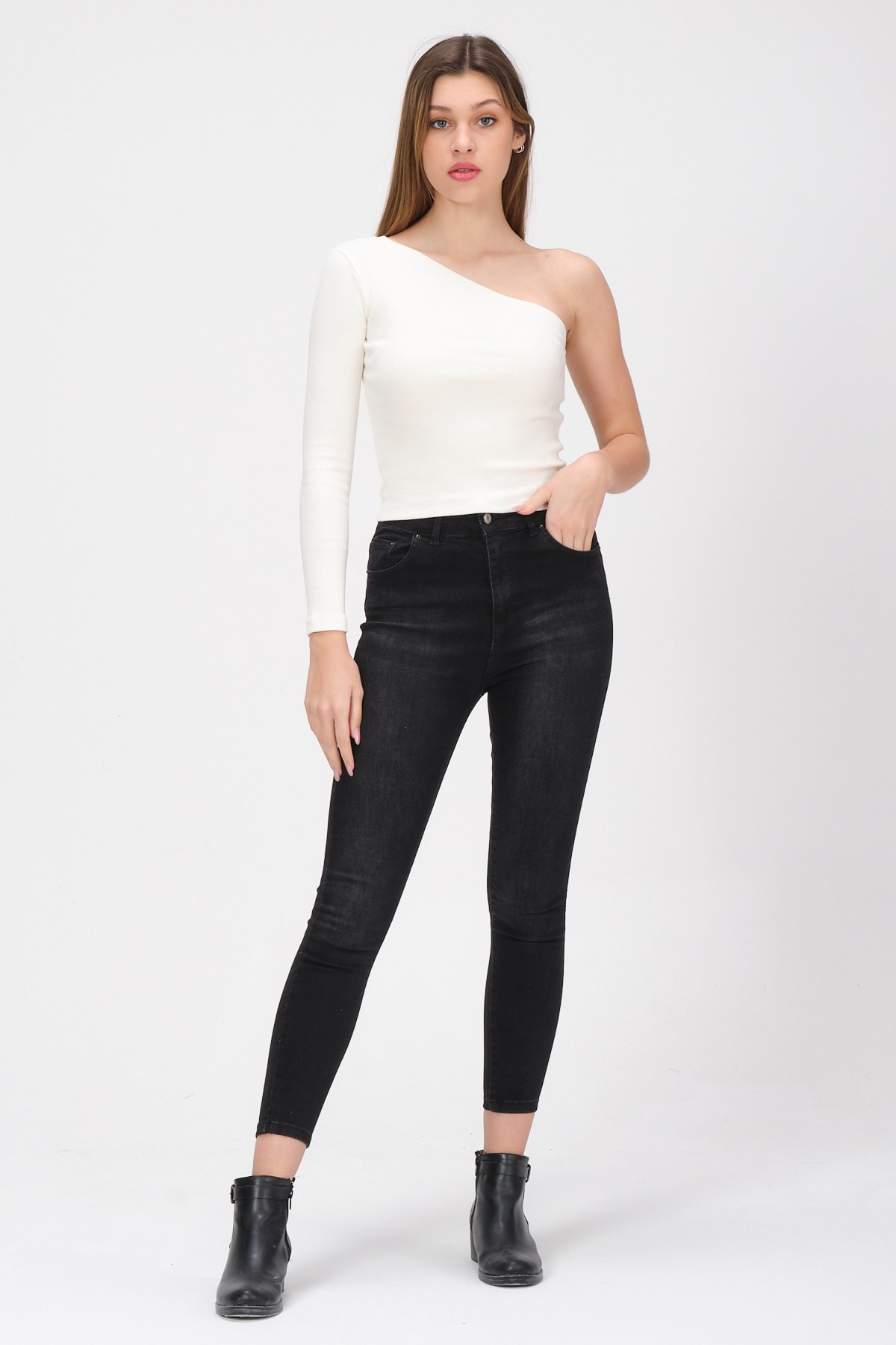 Kadın Kırmızı Tek Kollu Örme Bluz