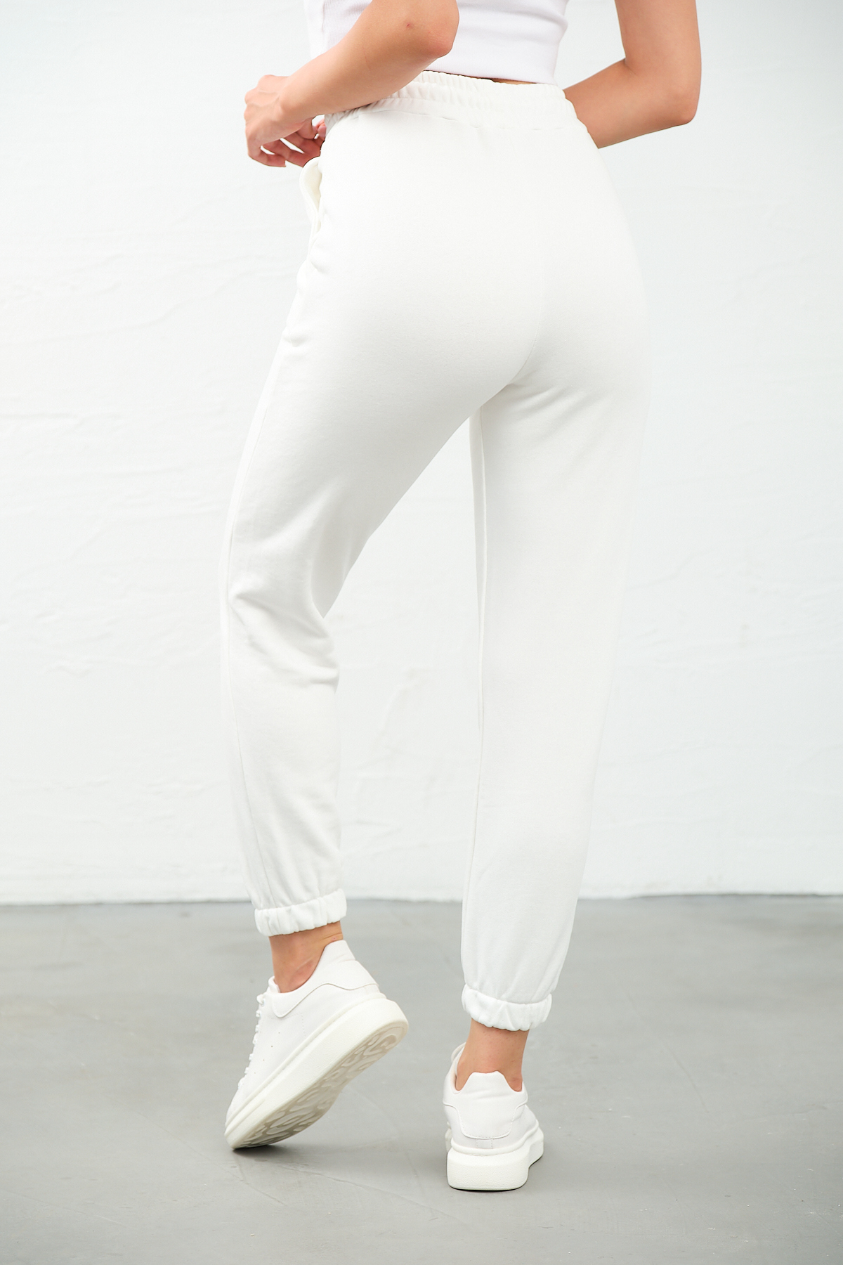 Kadın Gri Yüksek Bel, Jogger, Cepli Eşofman Altı