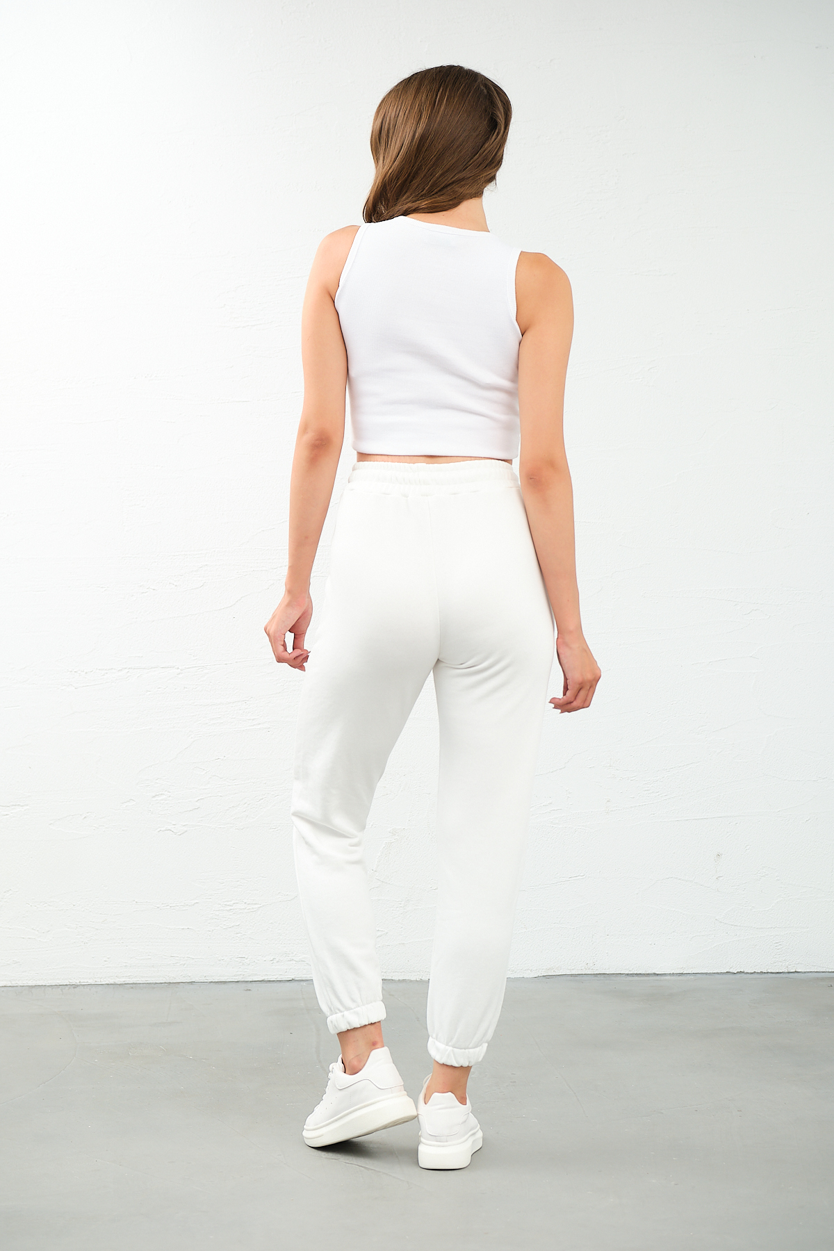 Kadın Gri Yüksek Bel, Jogger, Cepli Eşofman Altı