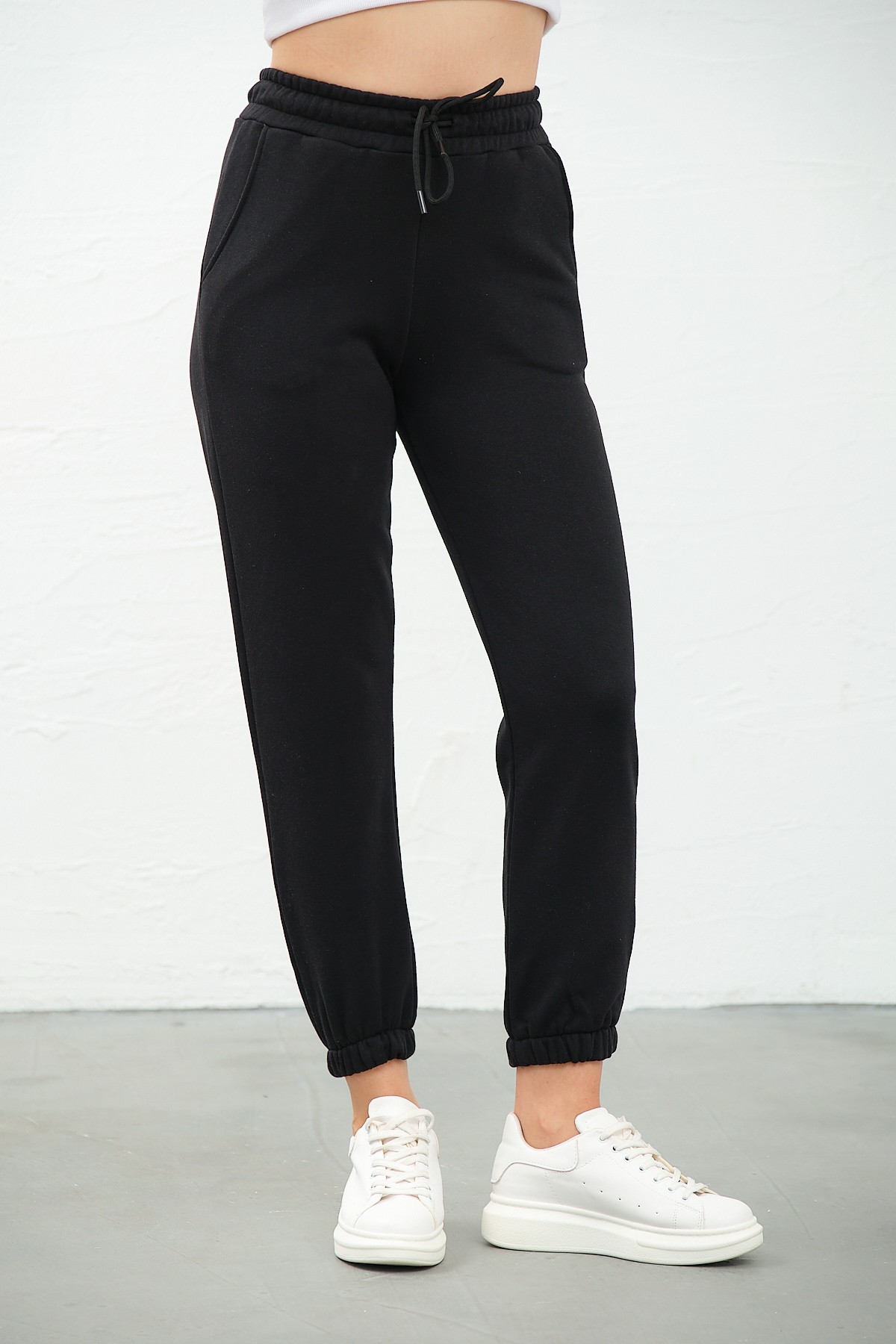 Kadın Gri Yüksek Bel, Jogger, Cepli Eşofman Altı