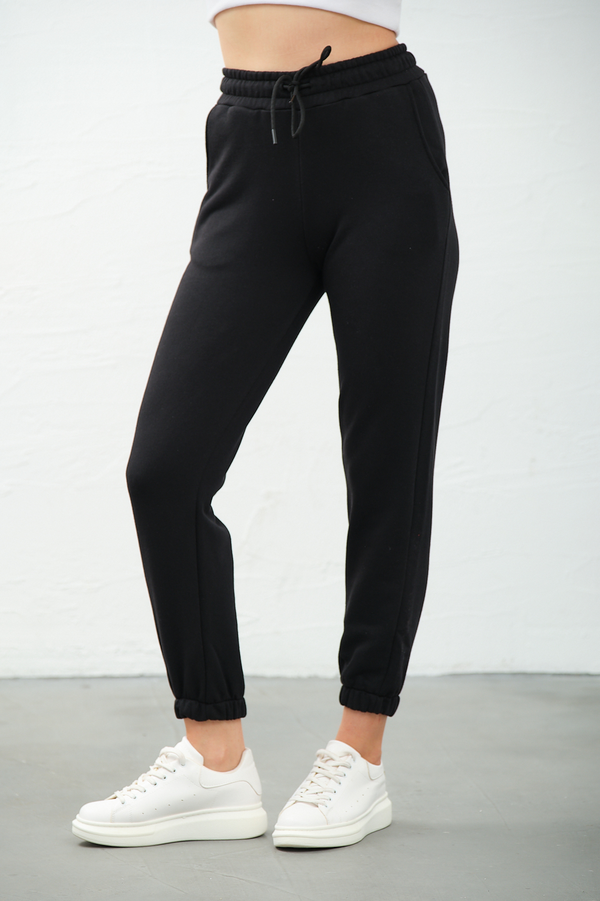 Kadın Gri Yüksek Bel, Jogger, Cepli Eşofman Altı