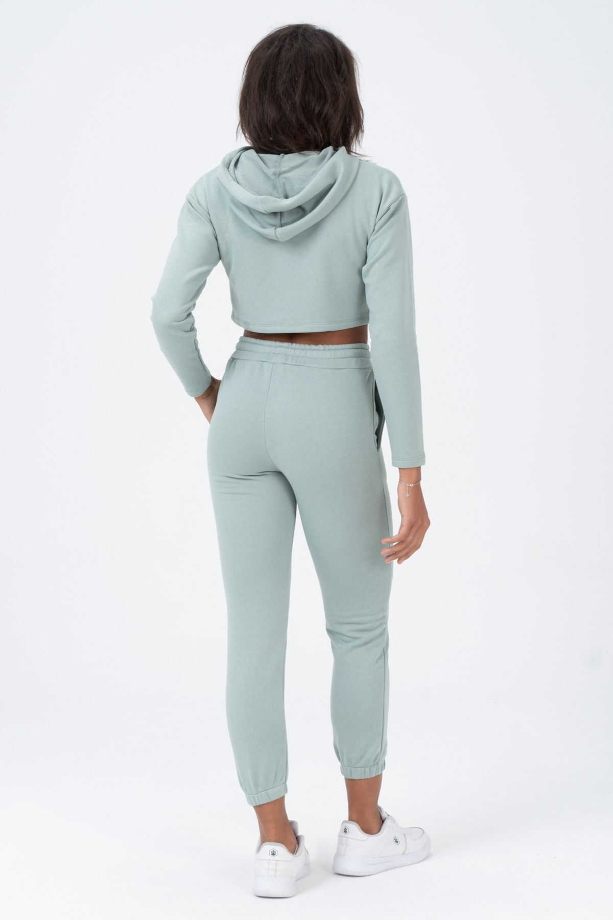 Kadın Gri Yüksek Bel, Jogger, Cepli Eşofman Altı