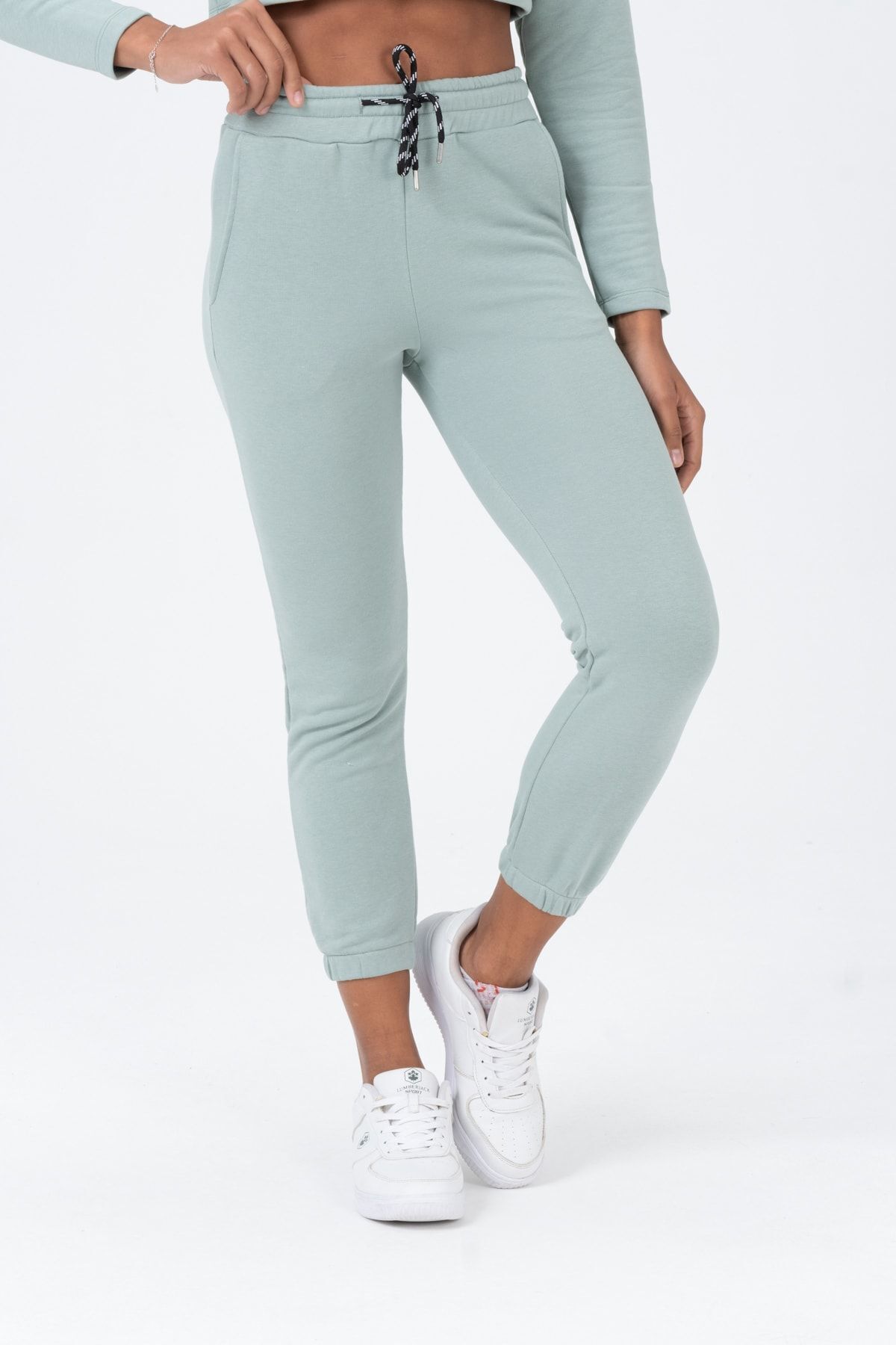 Kadın Gri Yüksek Bel, Jogger, Cepli Eşofman Altı
