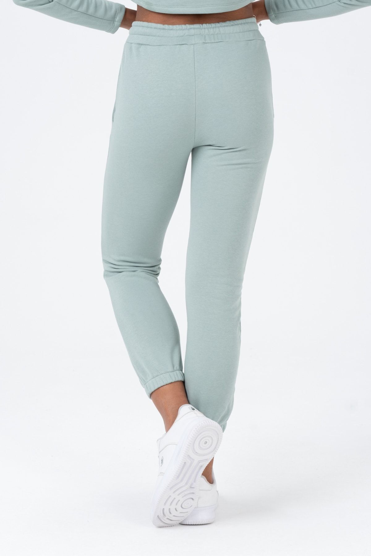 Kadın Gri Yüksek Bel, Jogger, Cepli Eşofman Altı