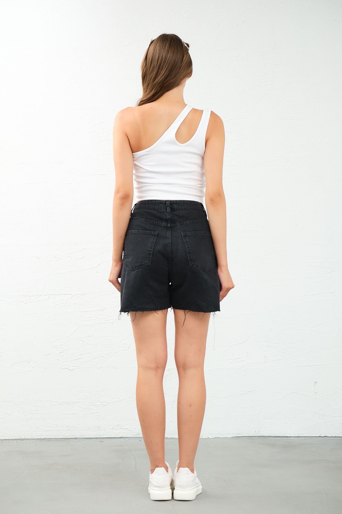 Kadın Lila Tek Omuz Cut Out Detaylı Crop Top Bluz