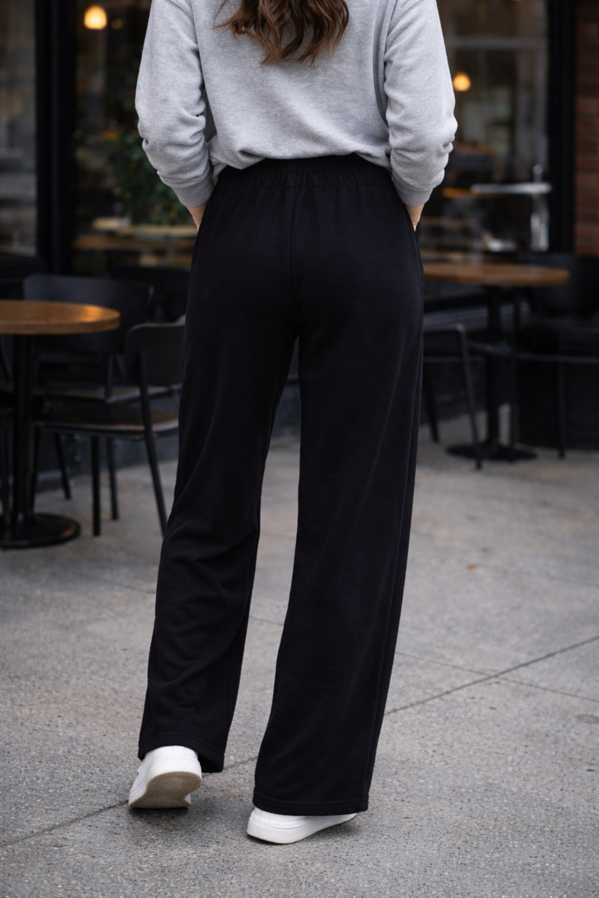 Kadın Gri Yüksek Bel Geniş Paça Cepli Eşofman Altı