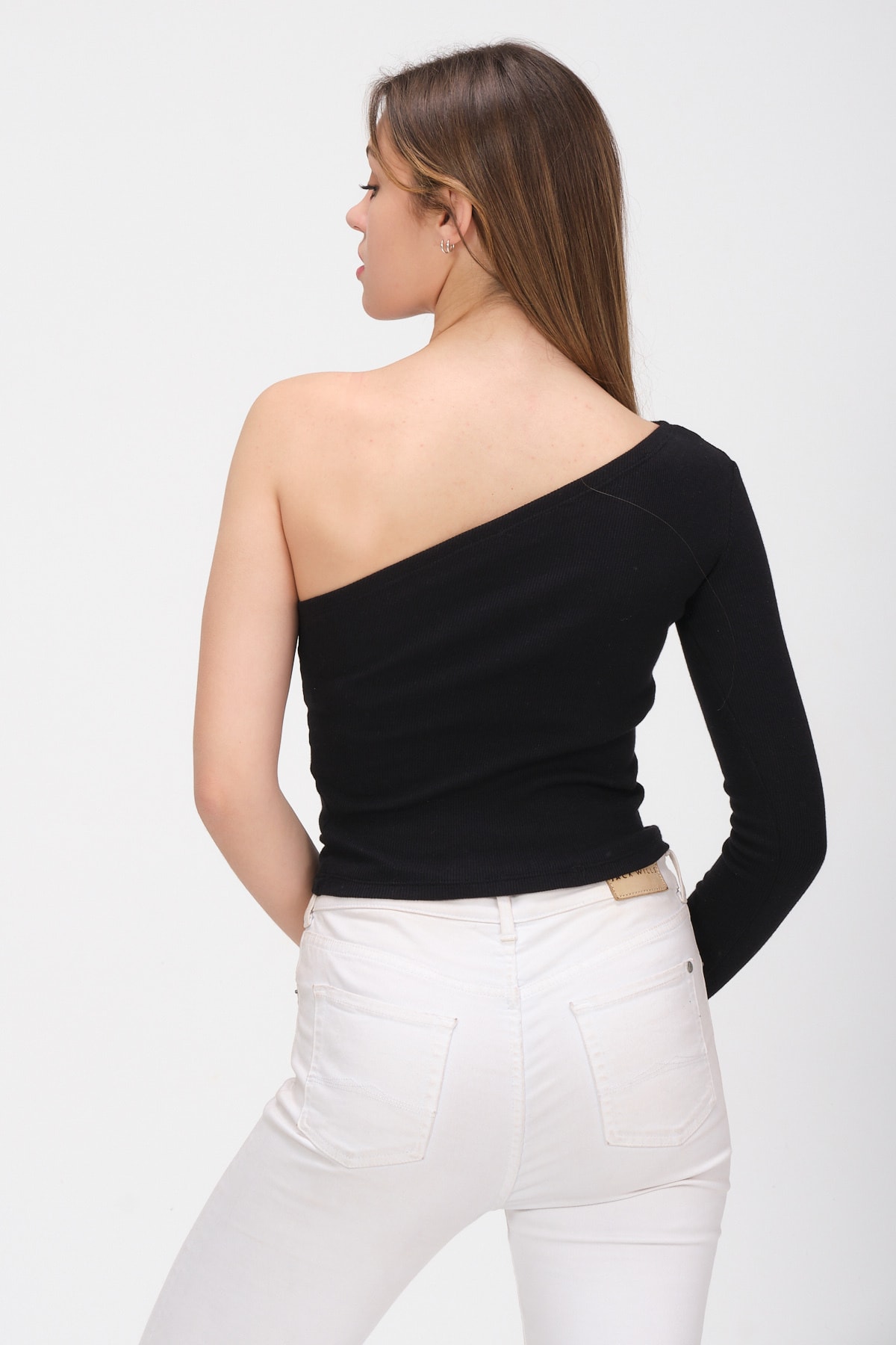 Kadın Kırmızı Tek Kollu Örme Bluz