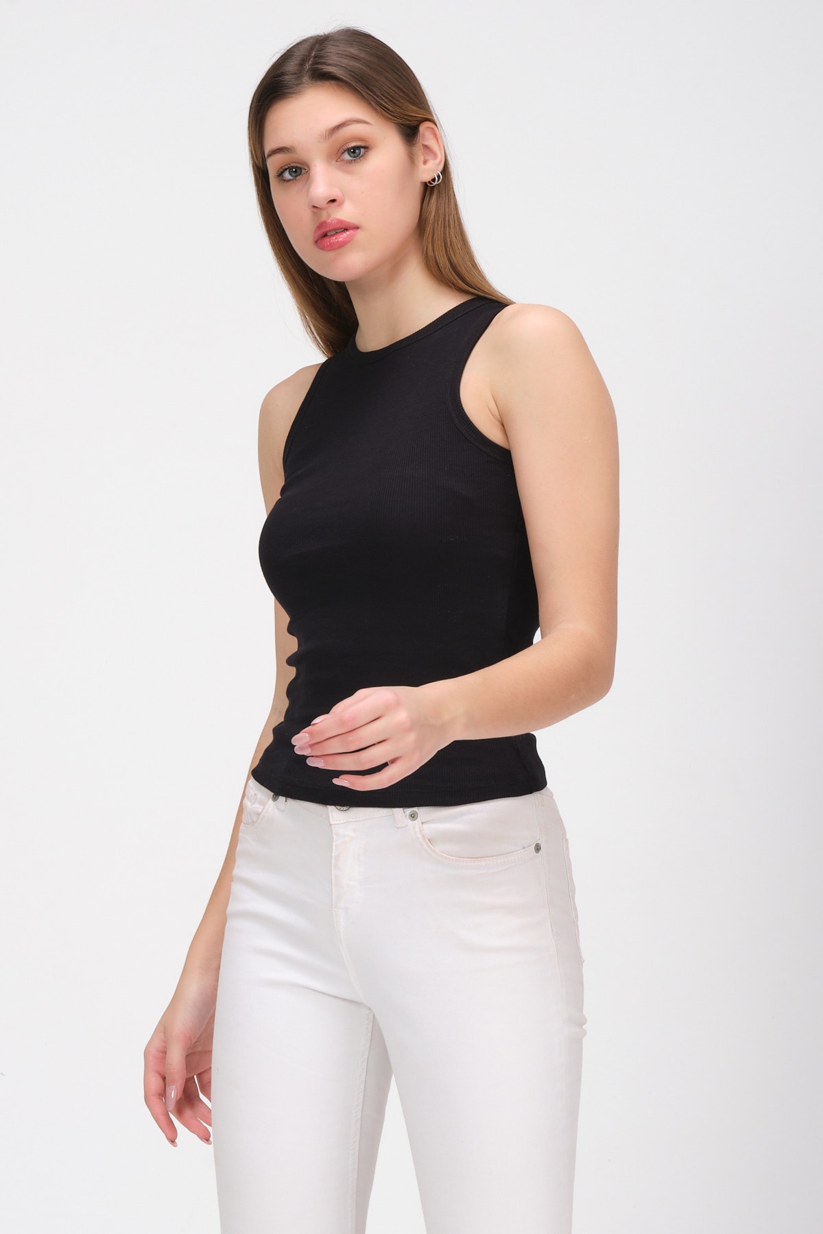 Kadın Siyah Kolsuz Bluz