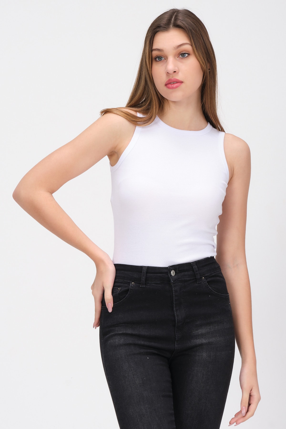 Kadın Siyah Kolsuz Bluz