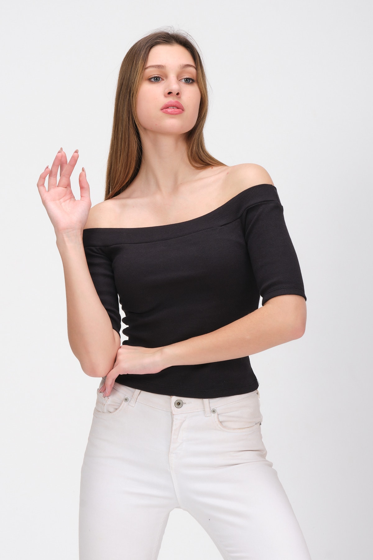 Kadın Mürdüm Kayık Yaka Kaşkorse T-shirt