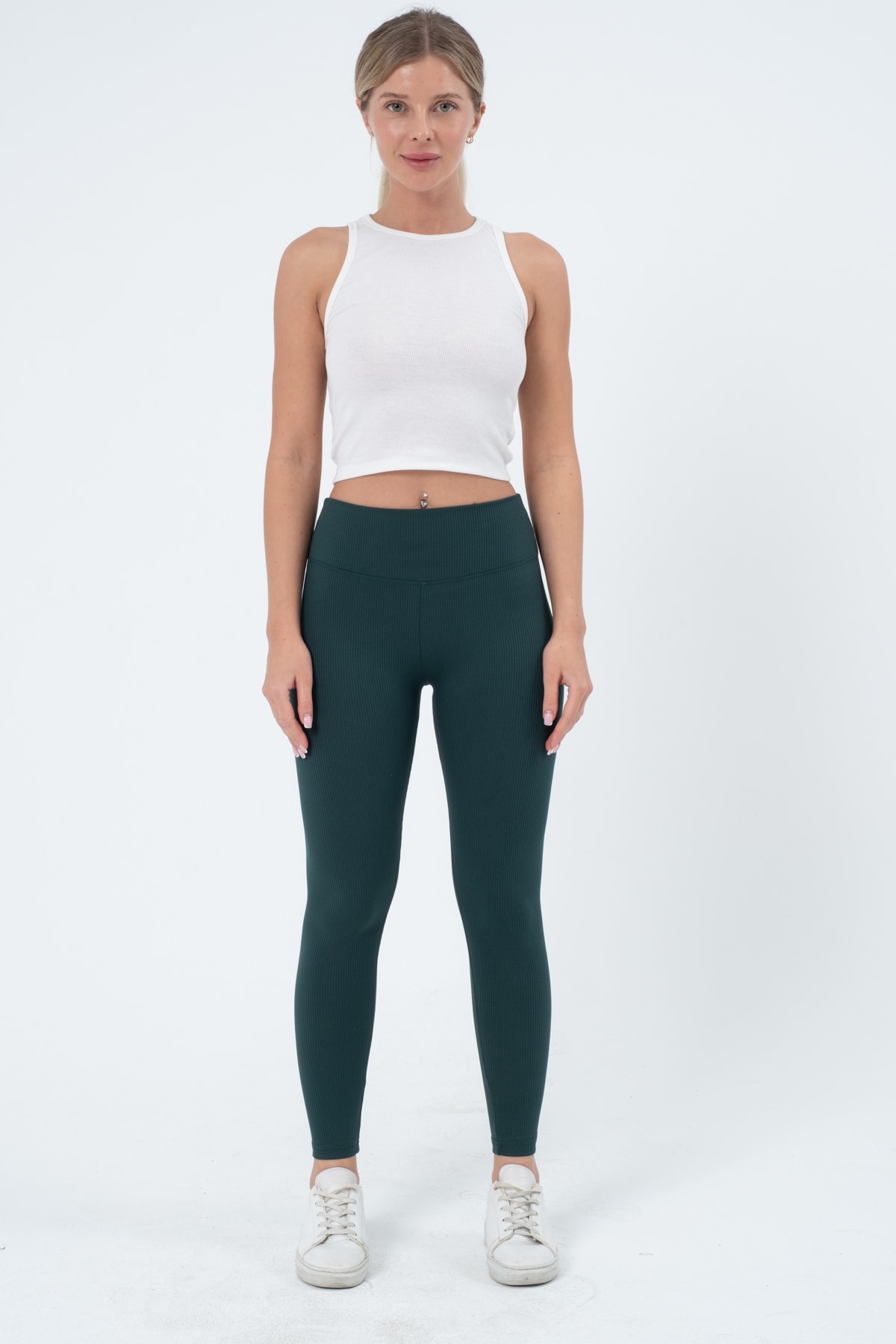 Kadın Bordo Yüksek Bel Fitilli Tayt