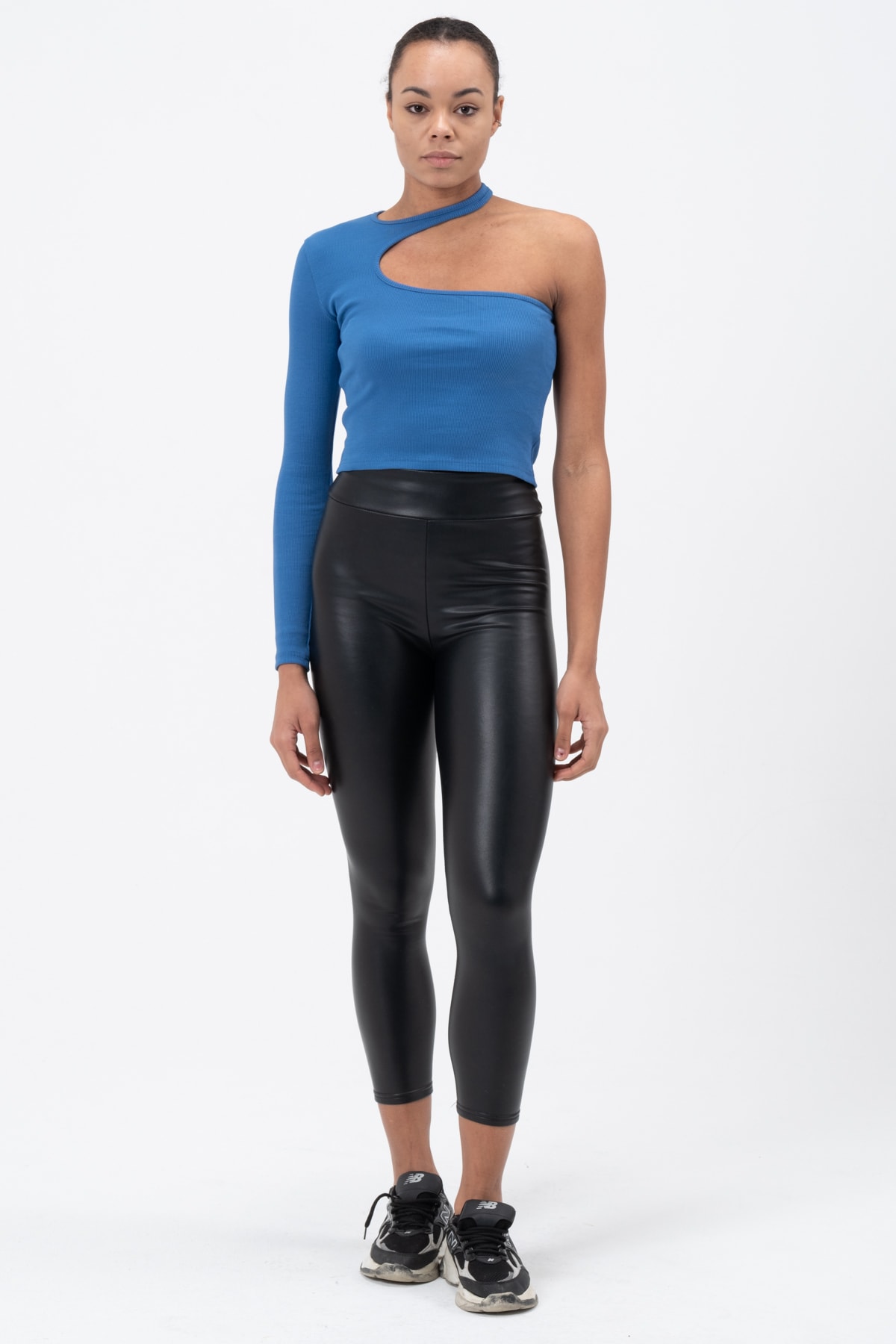 Kadın Petrol Yeşili Dekolte Tek Kollu Bluz