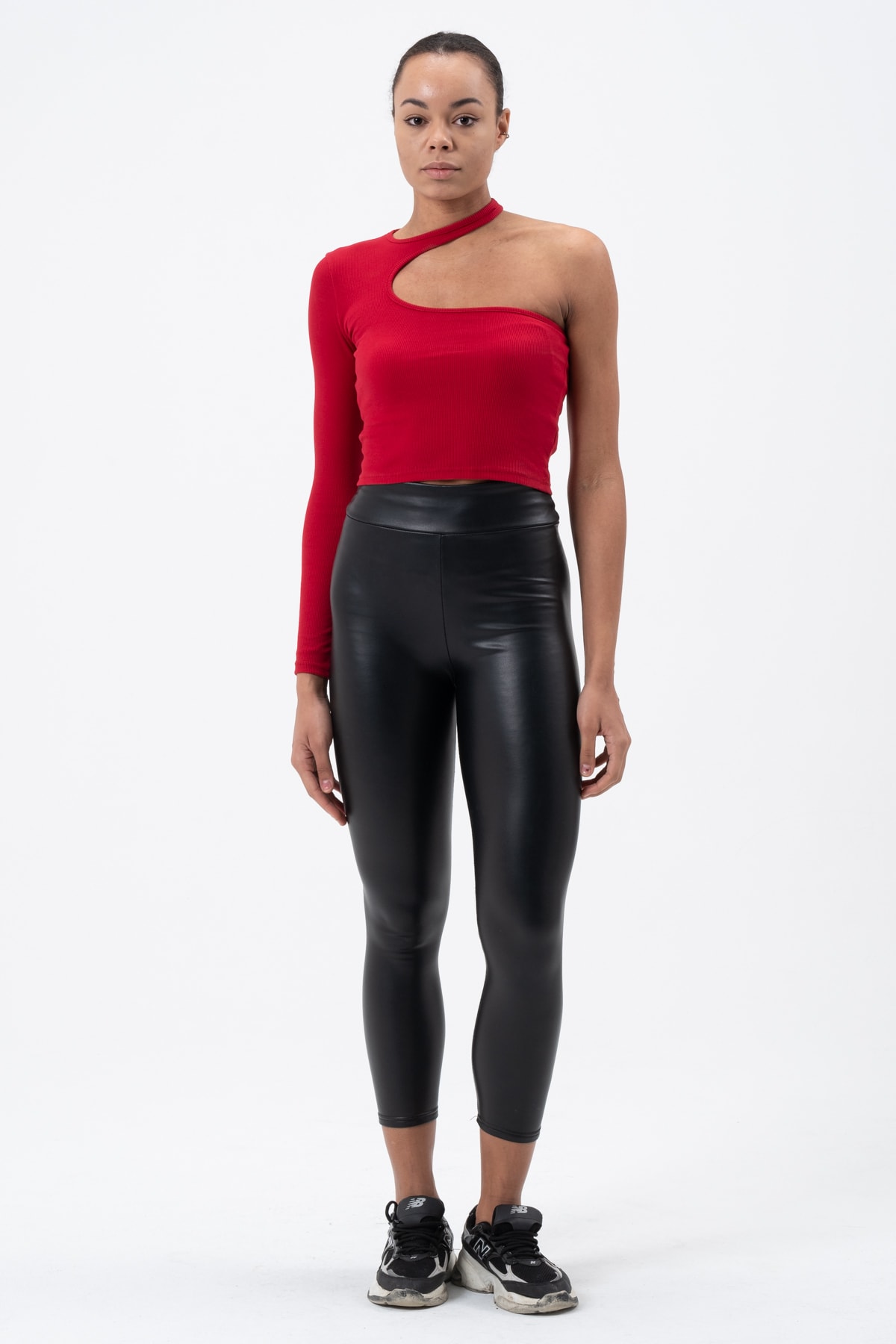 Kadın Petrol Yeşili Dekolte Tek Kollu Bluz