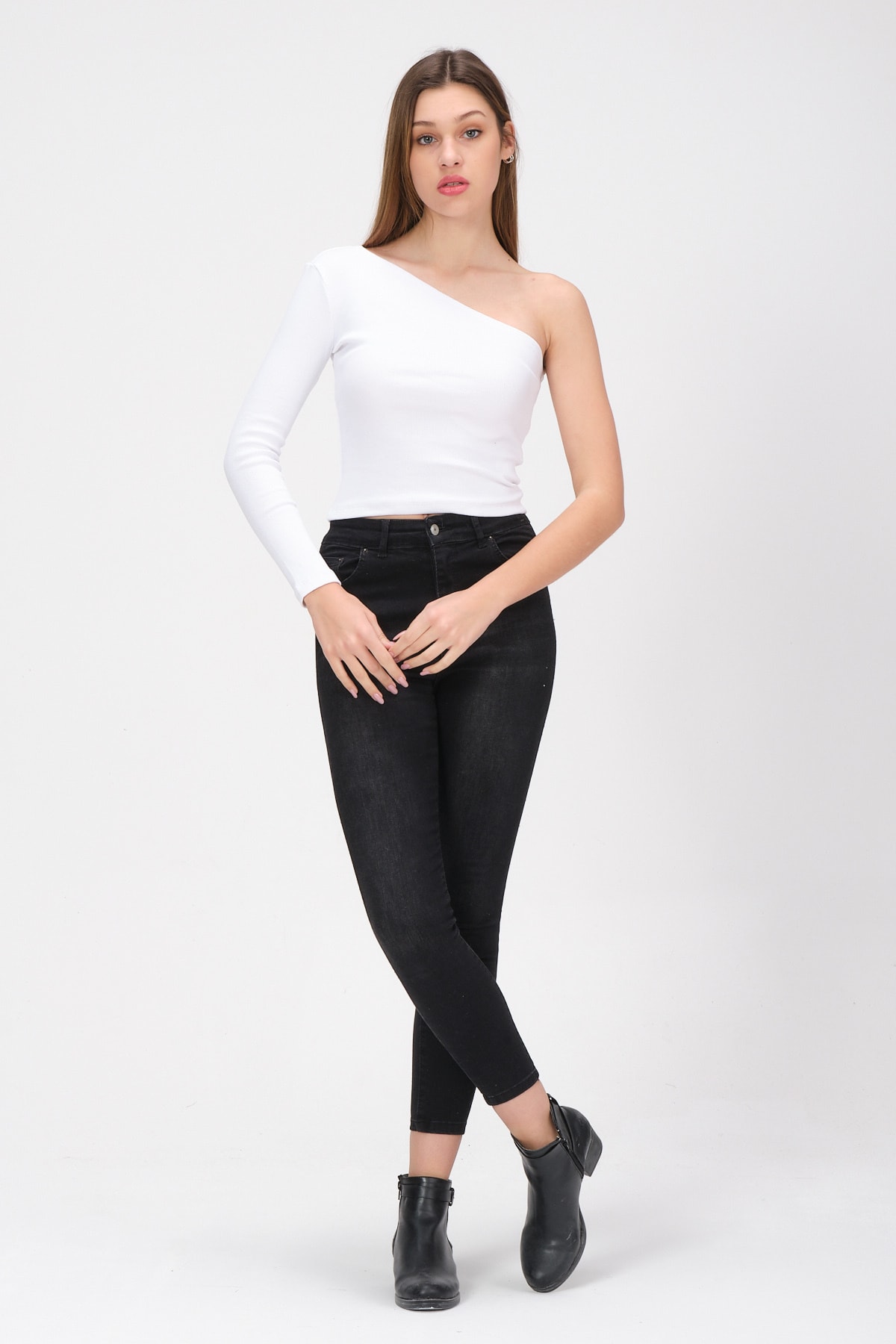 Kadın Kırmızı Tek Kollu Örme Bluz