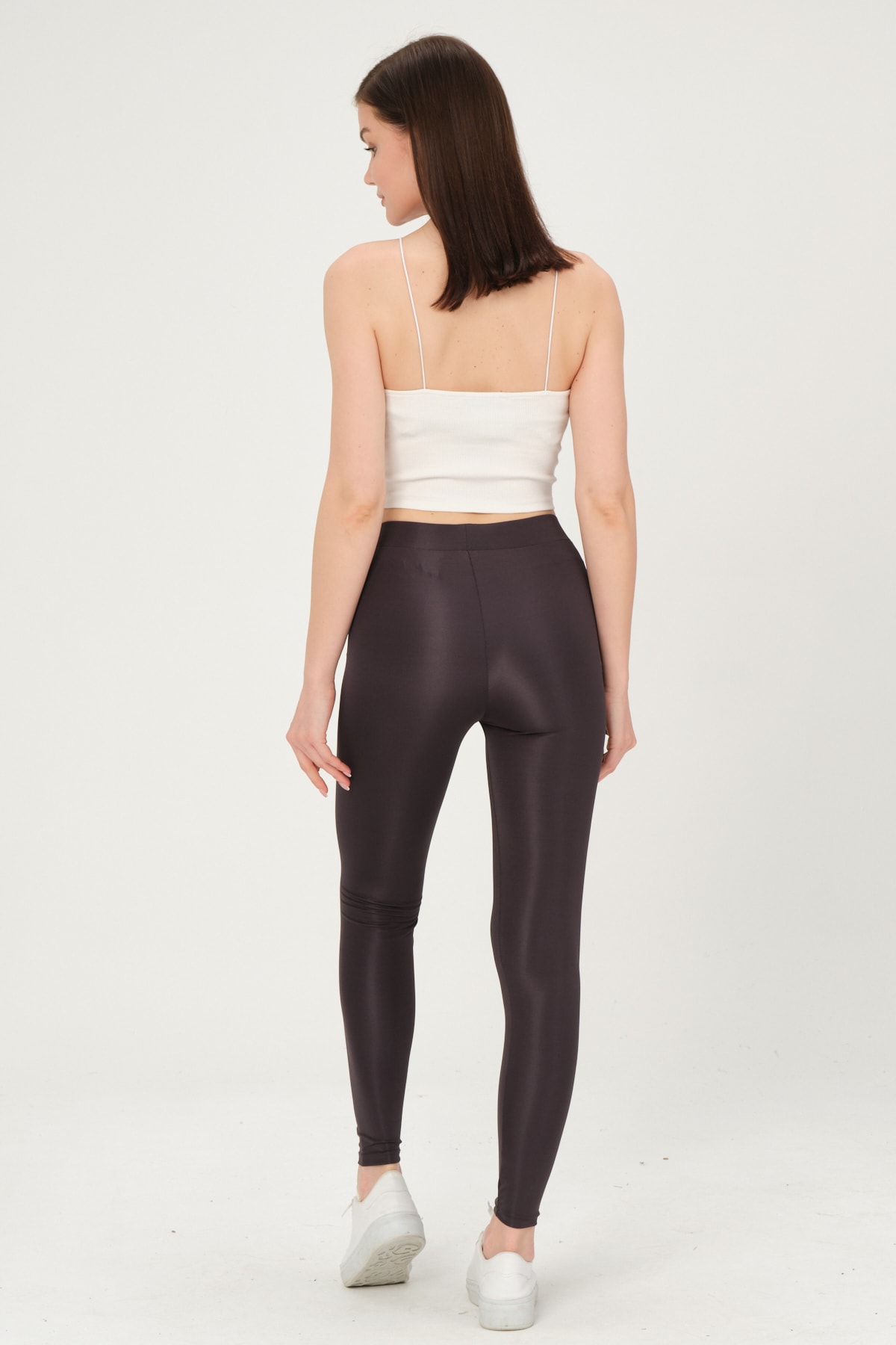 Kadın Antrasit Parlak Disco Örme Tayt