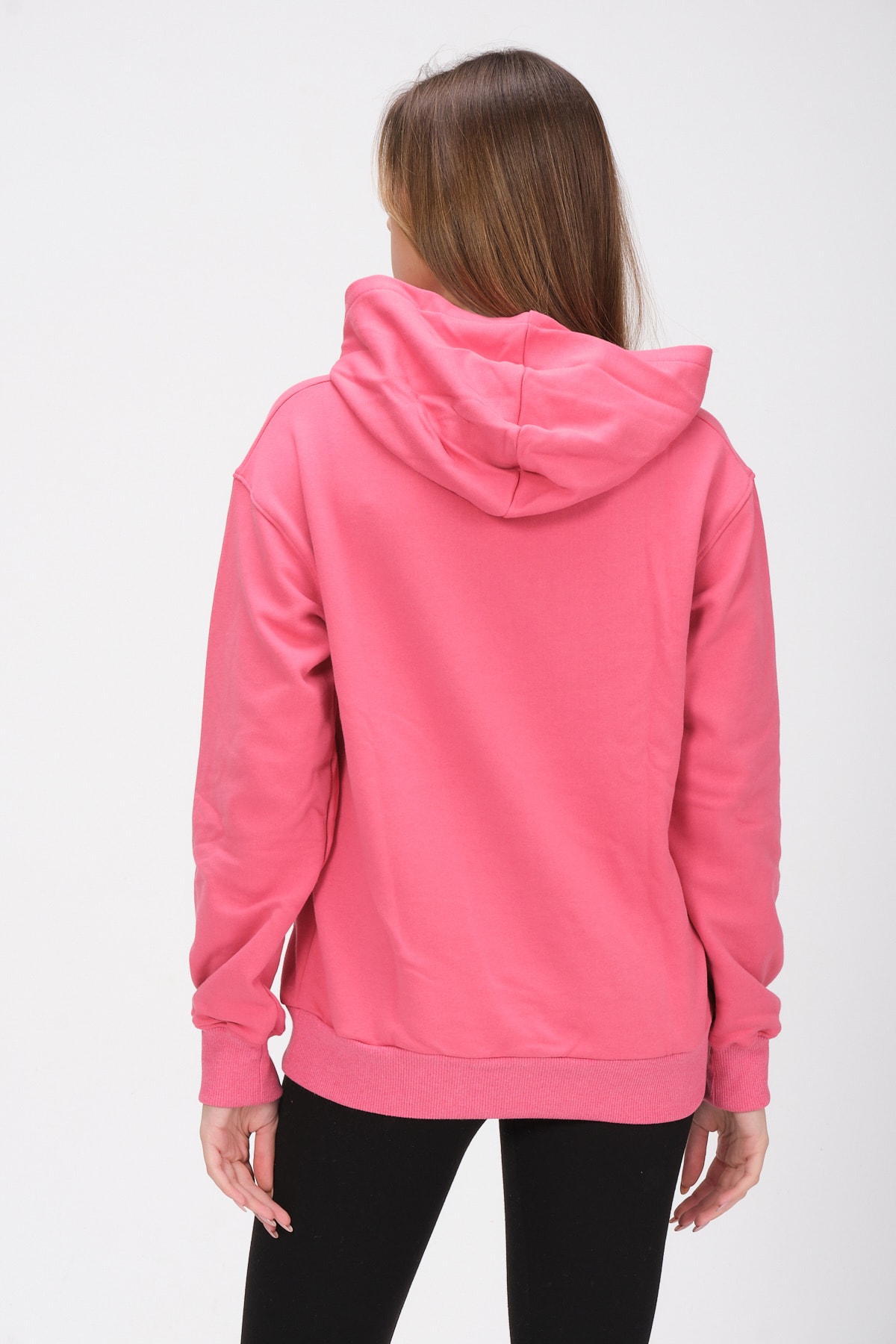 Kadın Gri Kapüşonlu Içi Polarlı Oversize Sweat