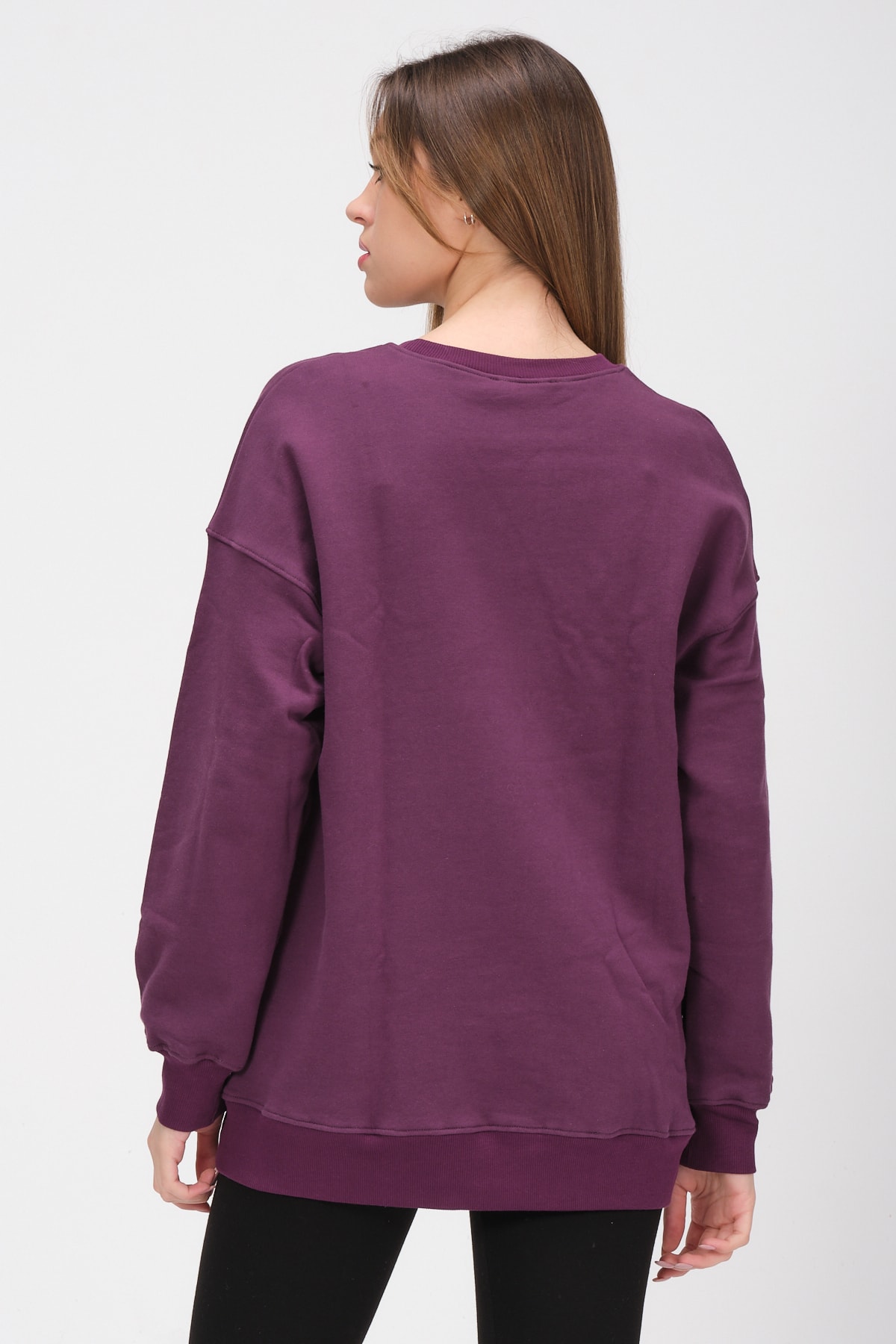 Kadın Pembe Uzun Kollu Oversize Sweatshirt