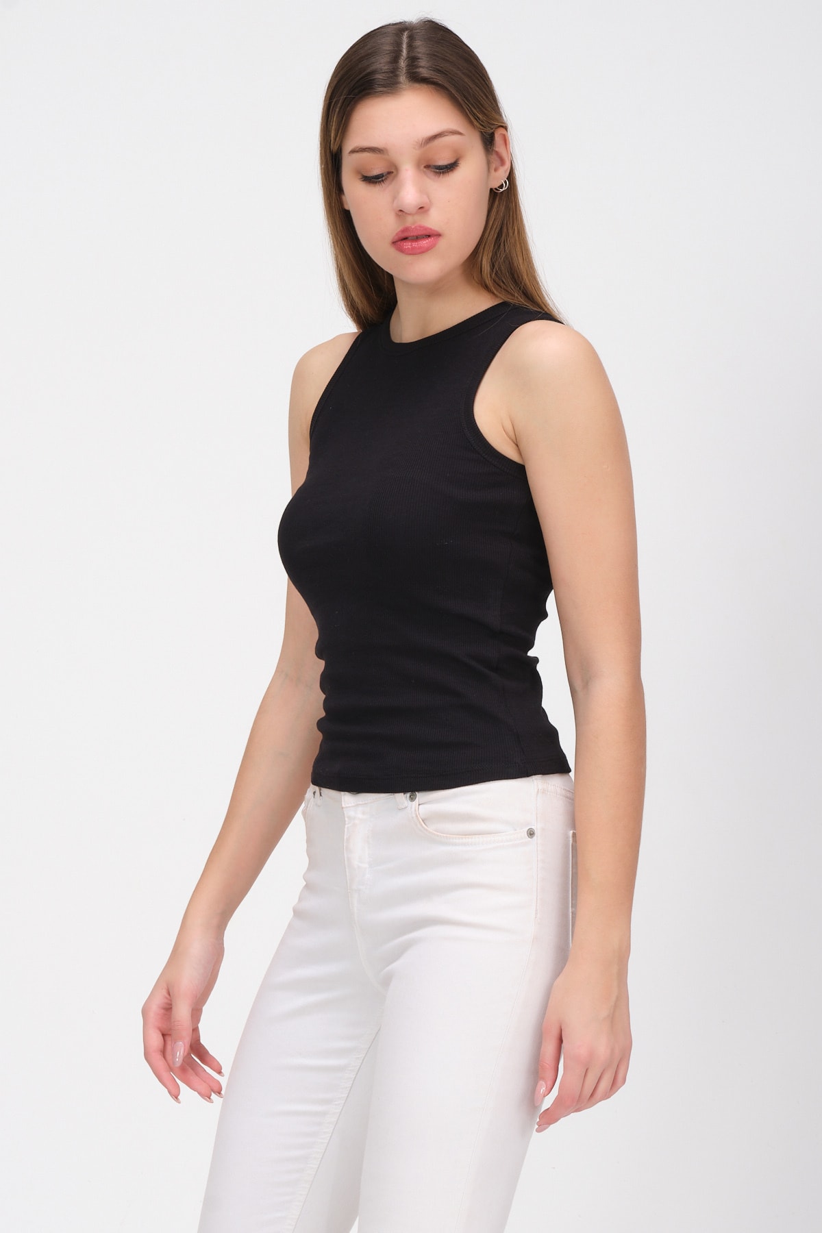 Kadın Siyah Kolsuz Bluz