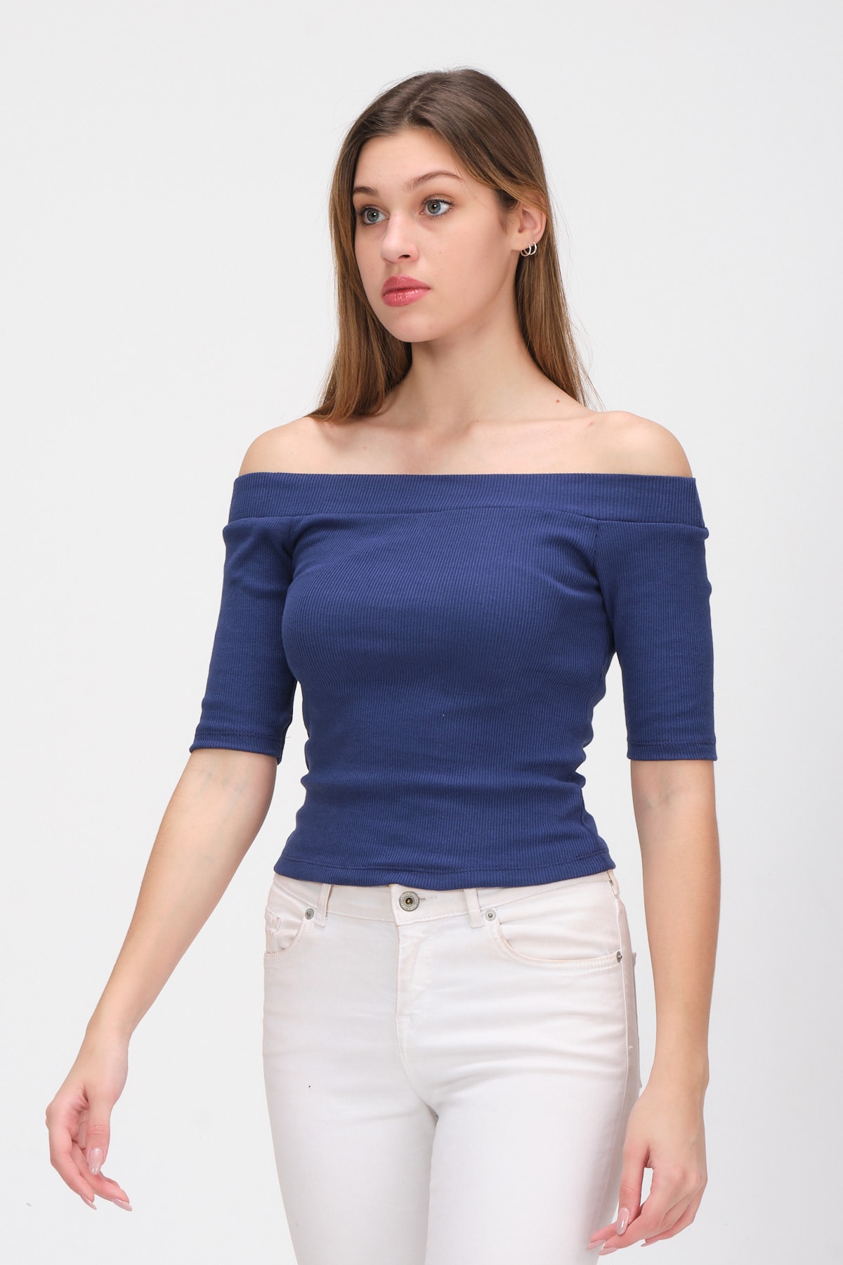 Kadın Mürdüm Kayık Yaka Kaşkorse T-shirt