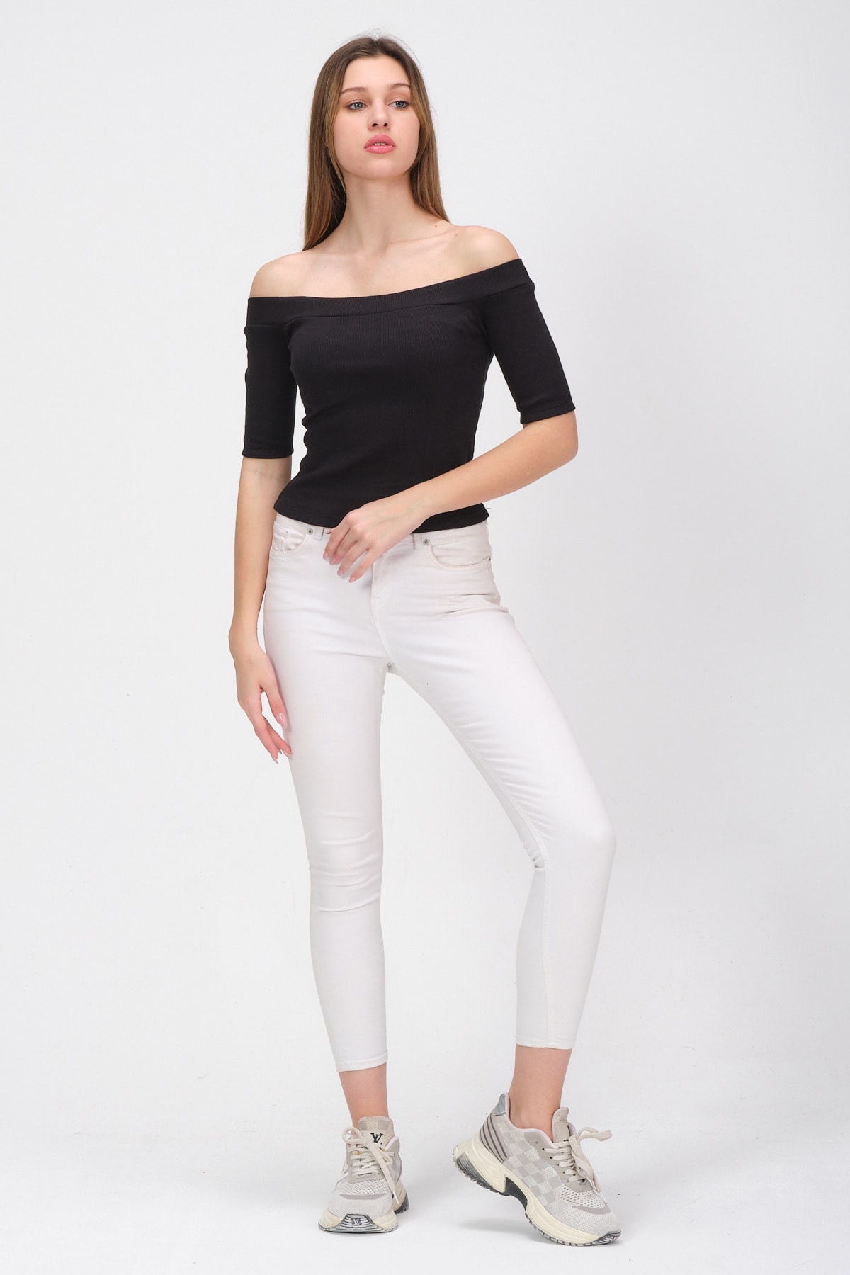 Kadın Mürdüm Kayık Yaka Kaşkorse T-shirt