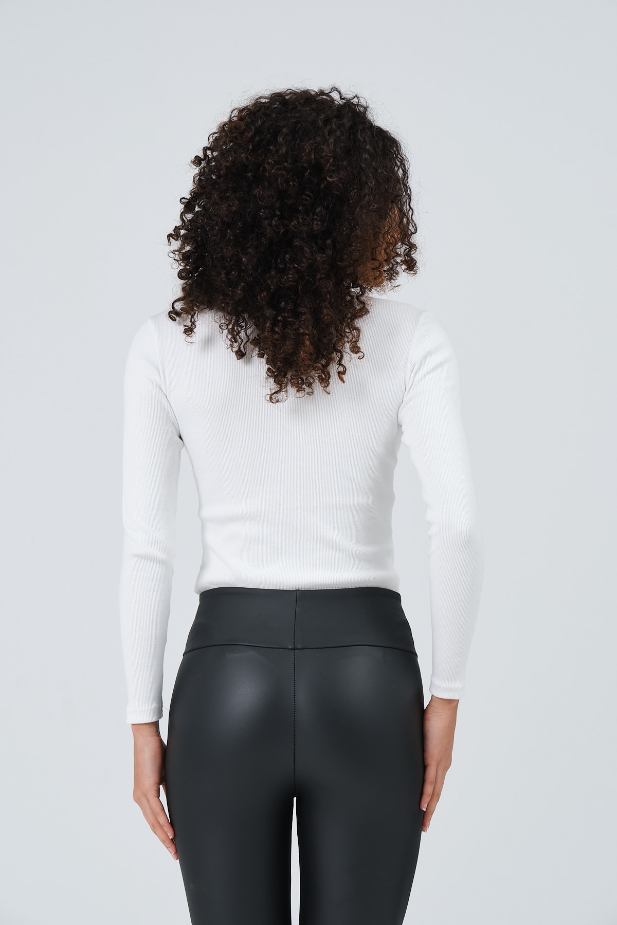 Kadın Gri Uzun Kollu Bisiklet Yaka Tam Boy Örme Bluz