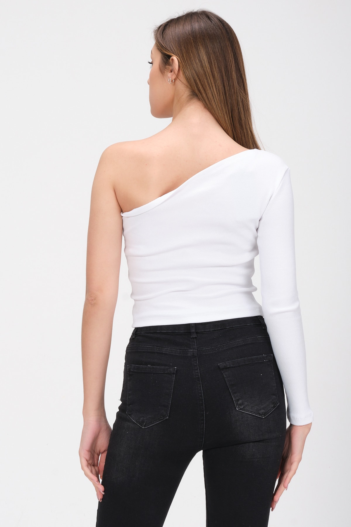 Kadın Kırmızı Tek Kollu Örme Bluz