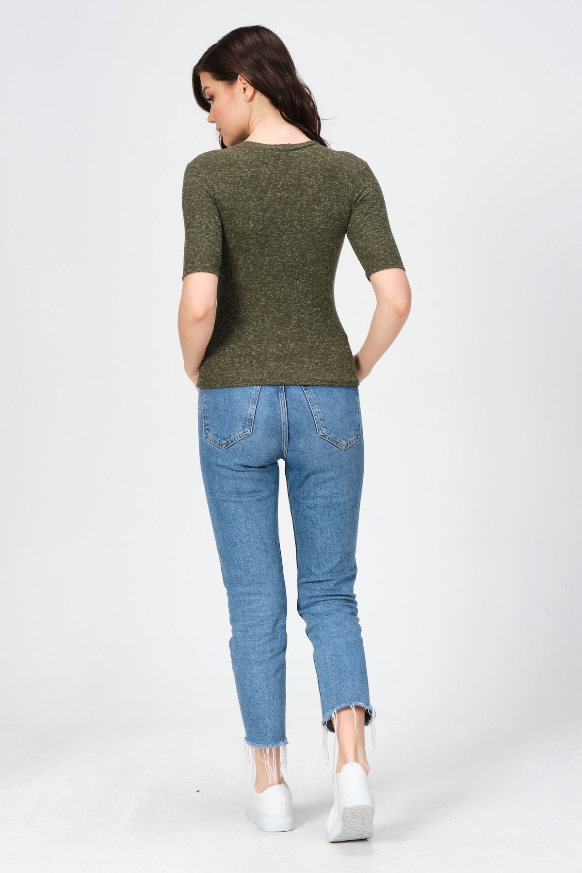 Kadın Yeşil Yarım Kollu Kaşkorşe T-shirt