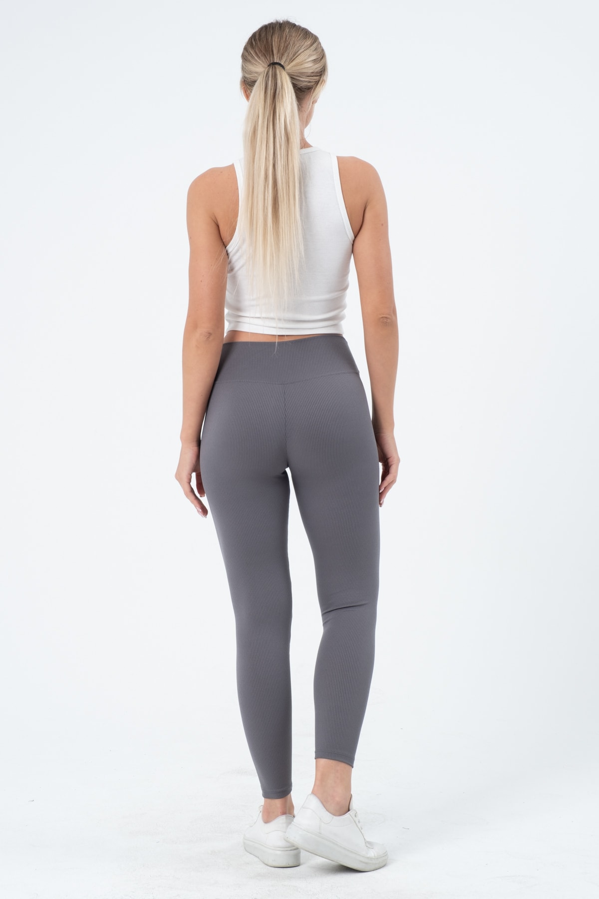 Kadın Bordo Yüksek Bel Fitilli Tayt