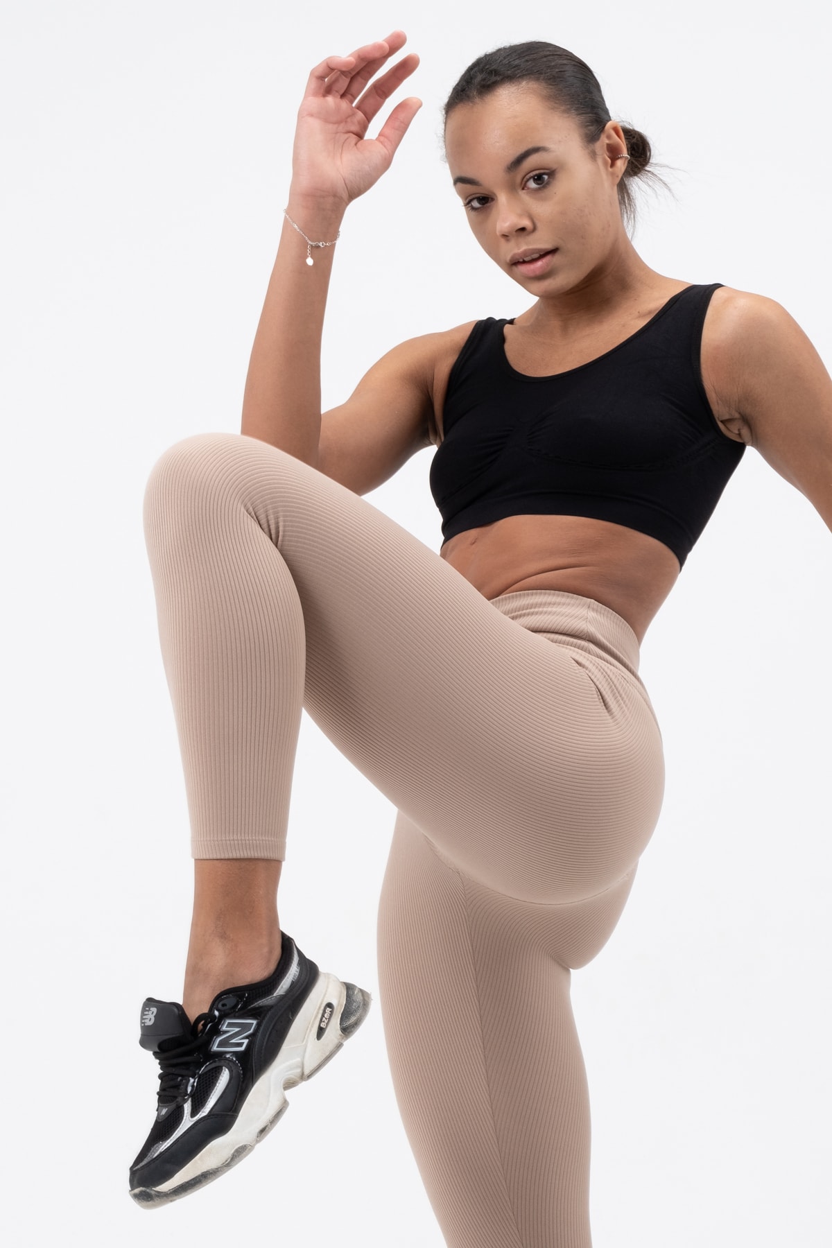 Kadın Bordo Yüksek Bel Fitilli Tayt