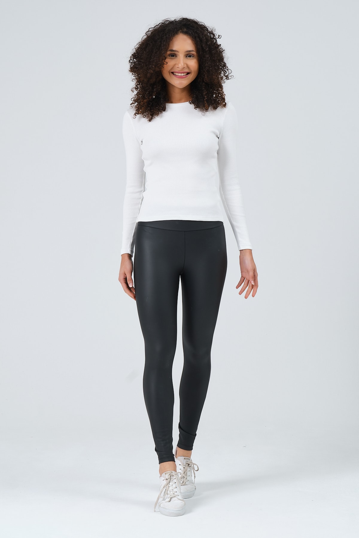 Kadın Gri Uzun Kollu Bisiklet Yaka Tam Boy Örme Bluz