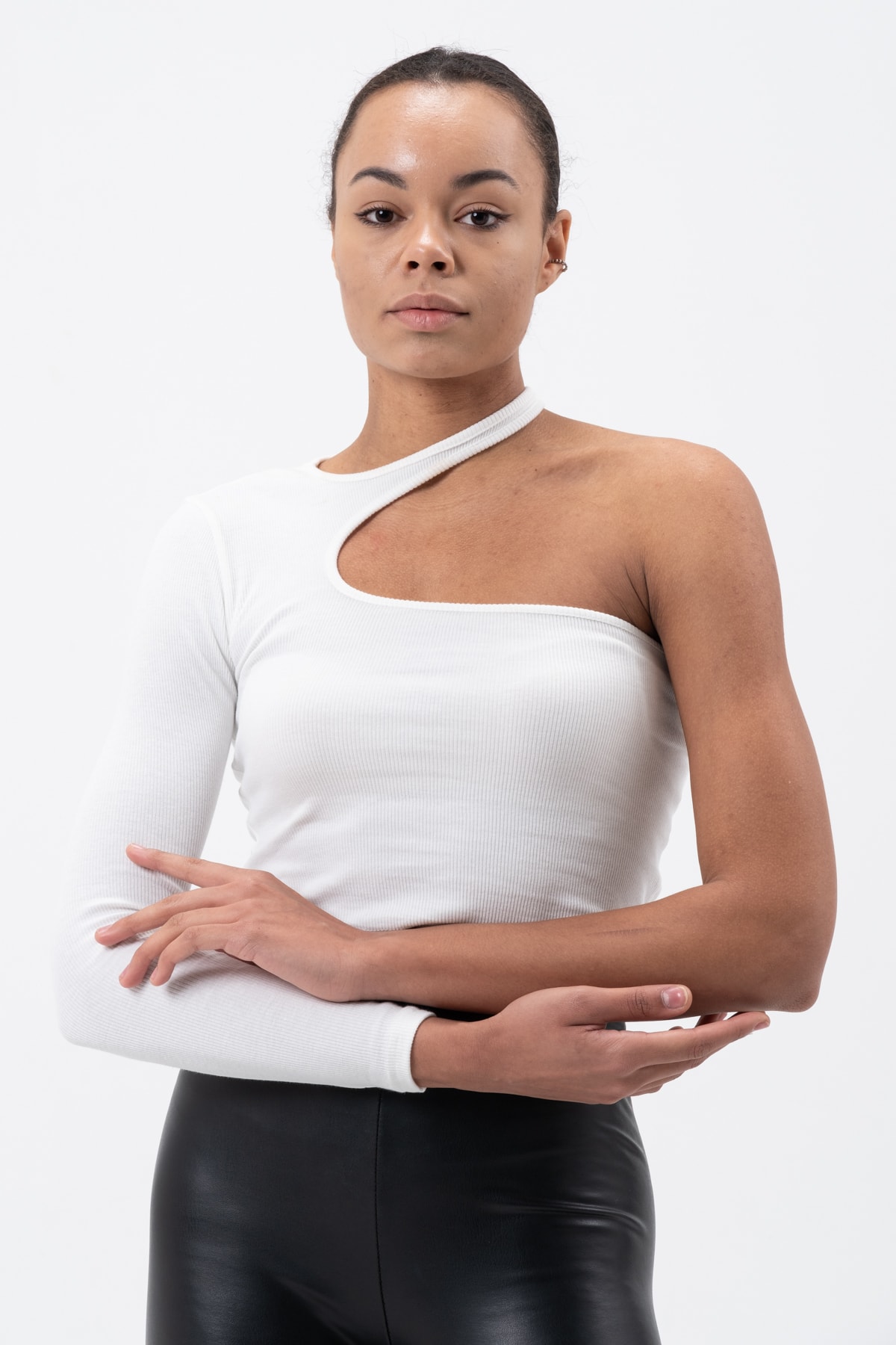 Kadın Petrol Yeşili Dekolte Tek Kollu Bluz