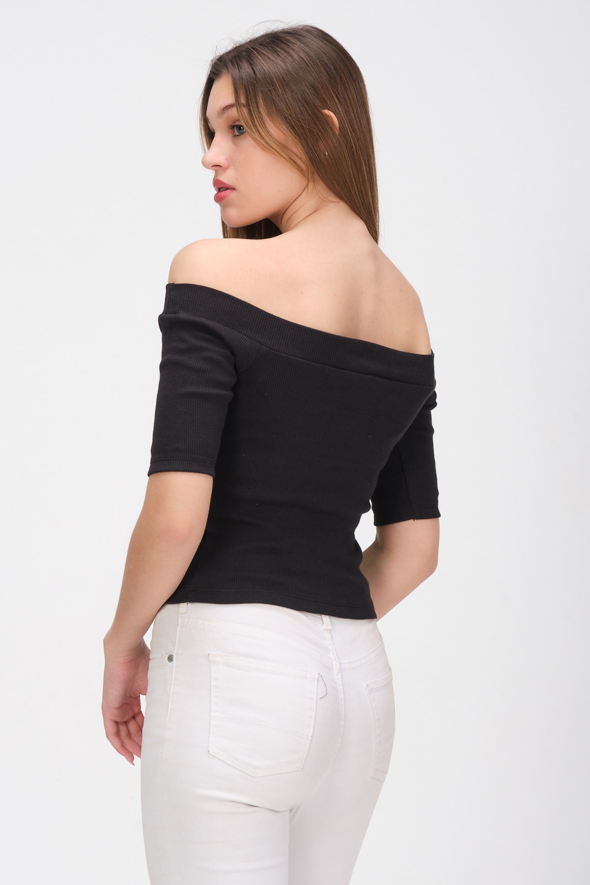 Kadın Mürdüm Kayık Yaka Kaşkorse T-shirt