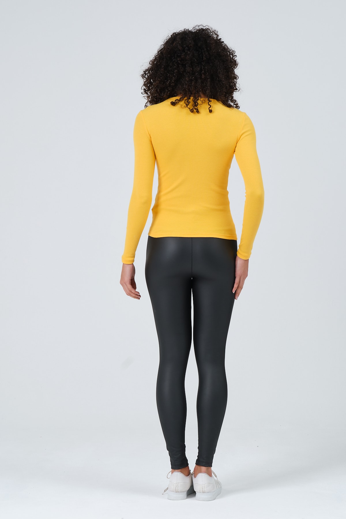 Kadın Gri Uzun Kollu Bisiklet Yaka Tam Boy Örme Bluz