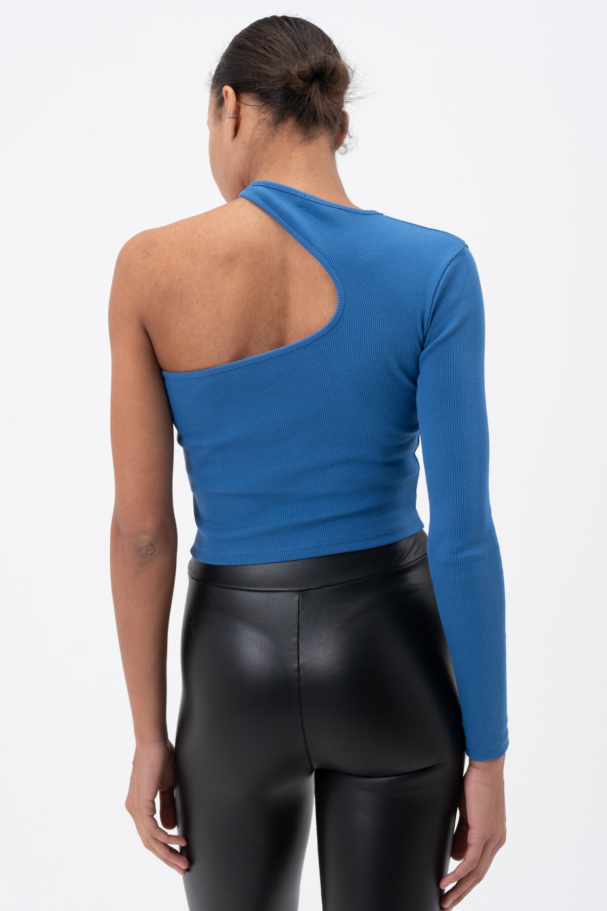 Kadın Petrol Yeşili Dekolte Tek Kollu Bluz