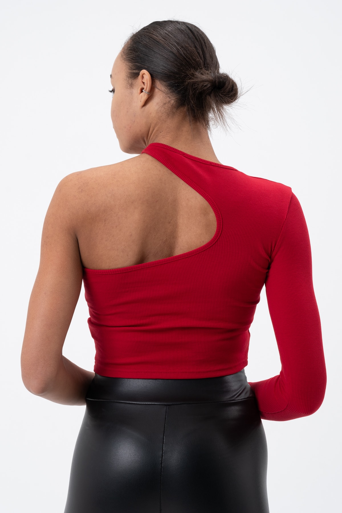 Kadın Petrol Yeşili Dekolte Tek Kollu Bluz