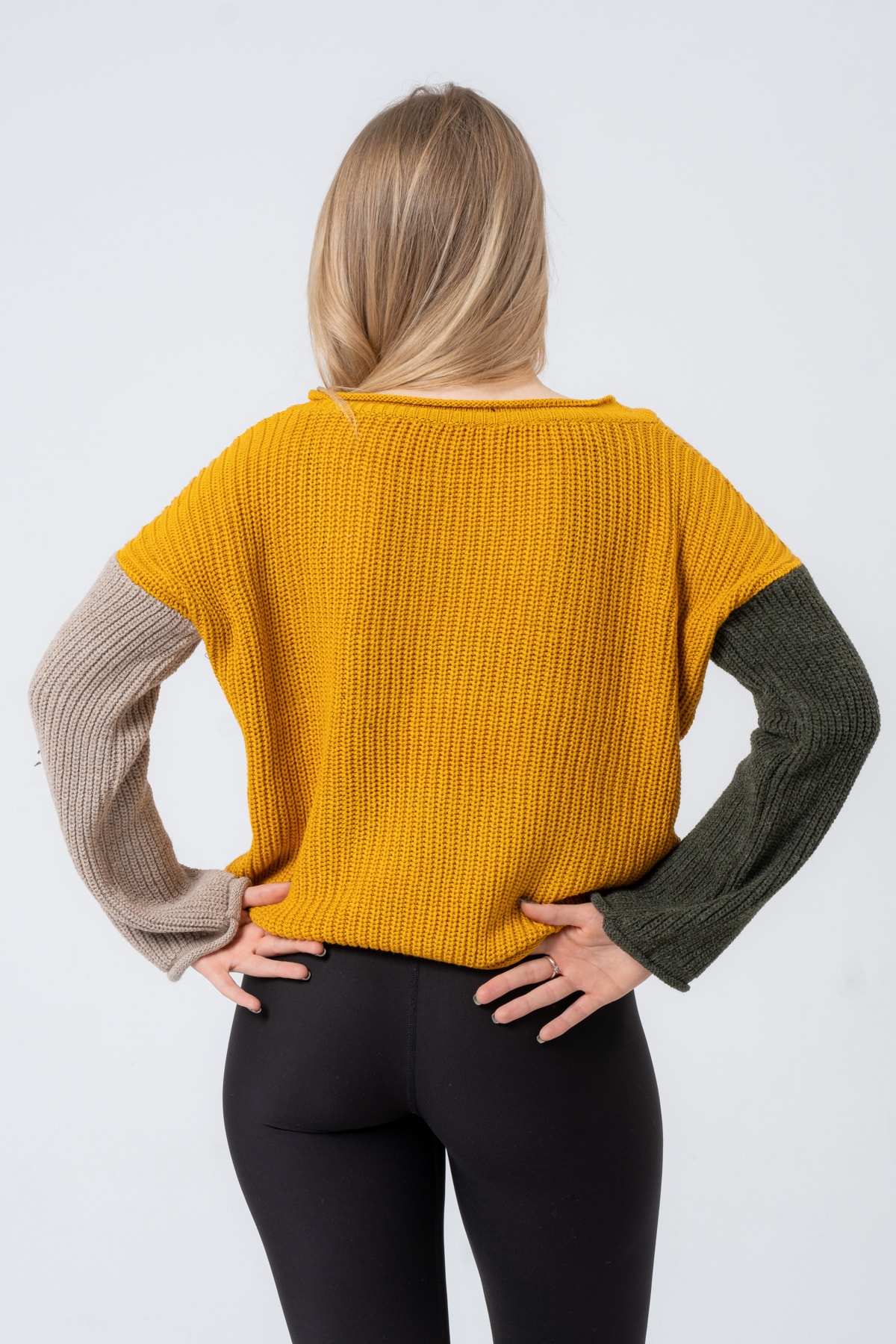 Kadın Hardal Uzun Kollu Triko Kazak