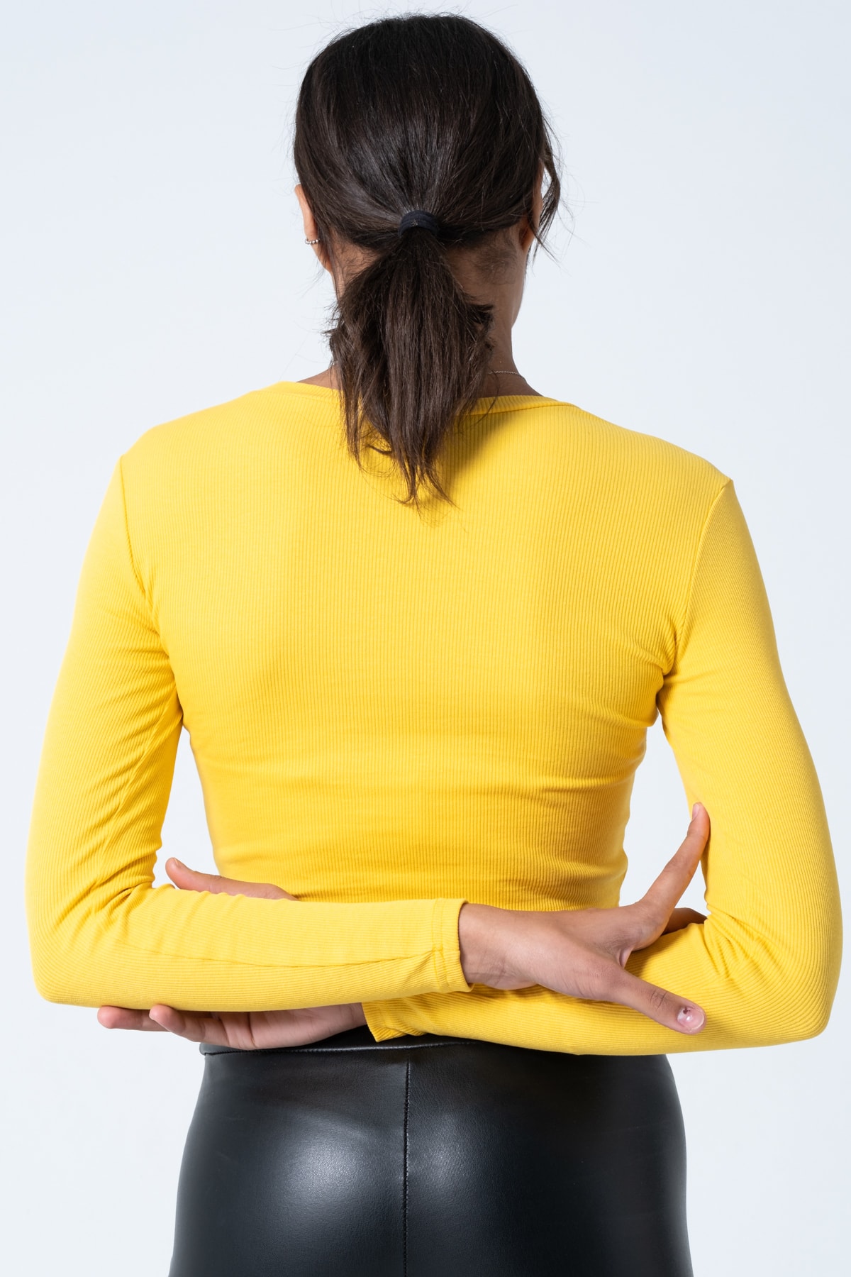 Kadın Mint Uzun Kollu Crop Sweatshirt