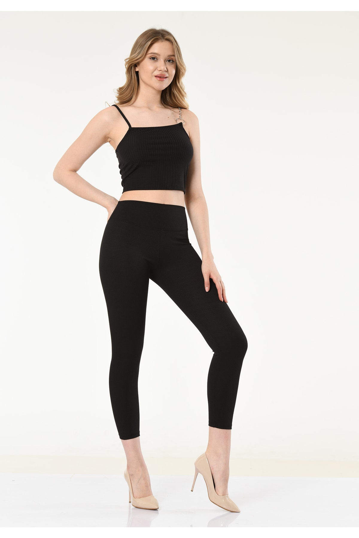 Kadın Bordo Yüksek Bel Fitilli Tayt