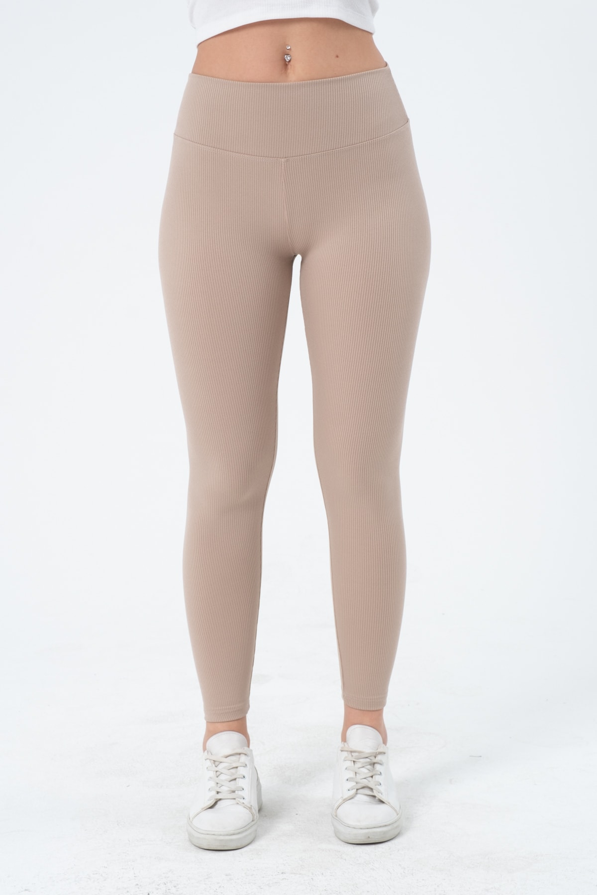 Kadın Bordo Yüksek Bel Fitilli Tayt